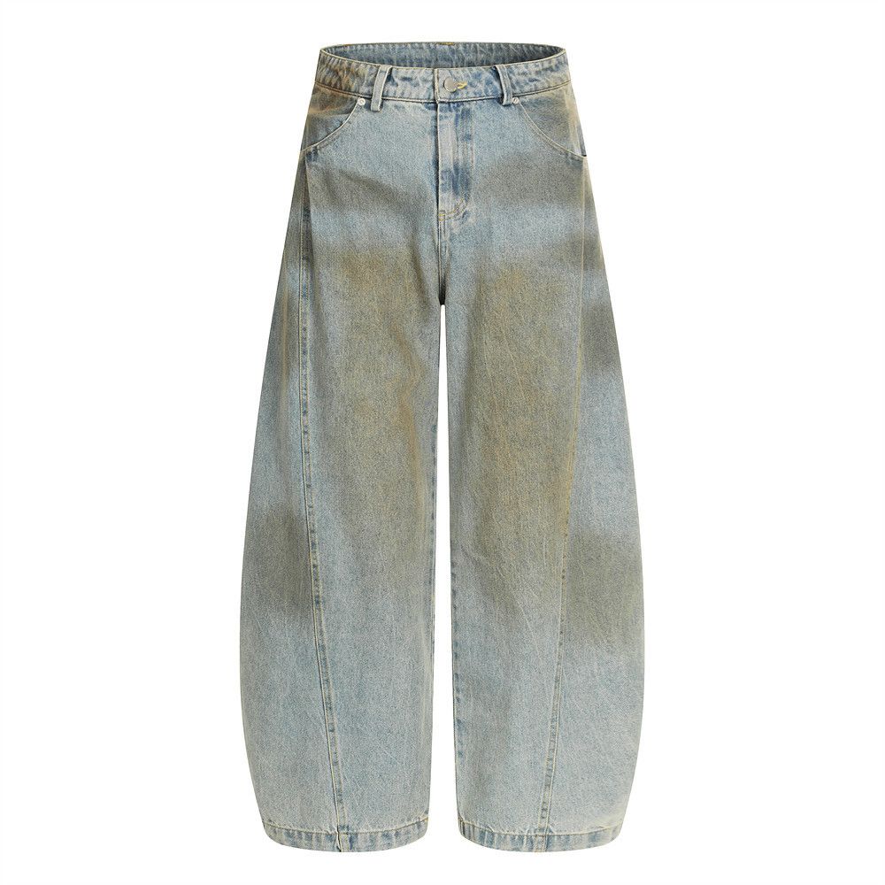 Japanese Brand × Jean Men's punk silhouette washed distressed dirty scimitar jeans Size US 32 / EU 48 - 1 Thumbnail