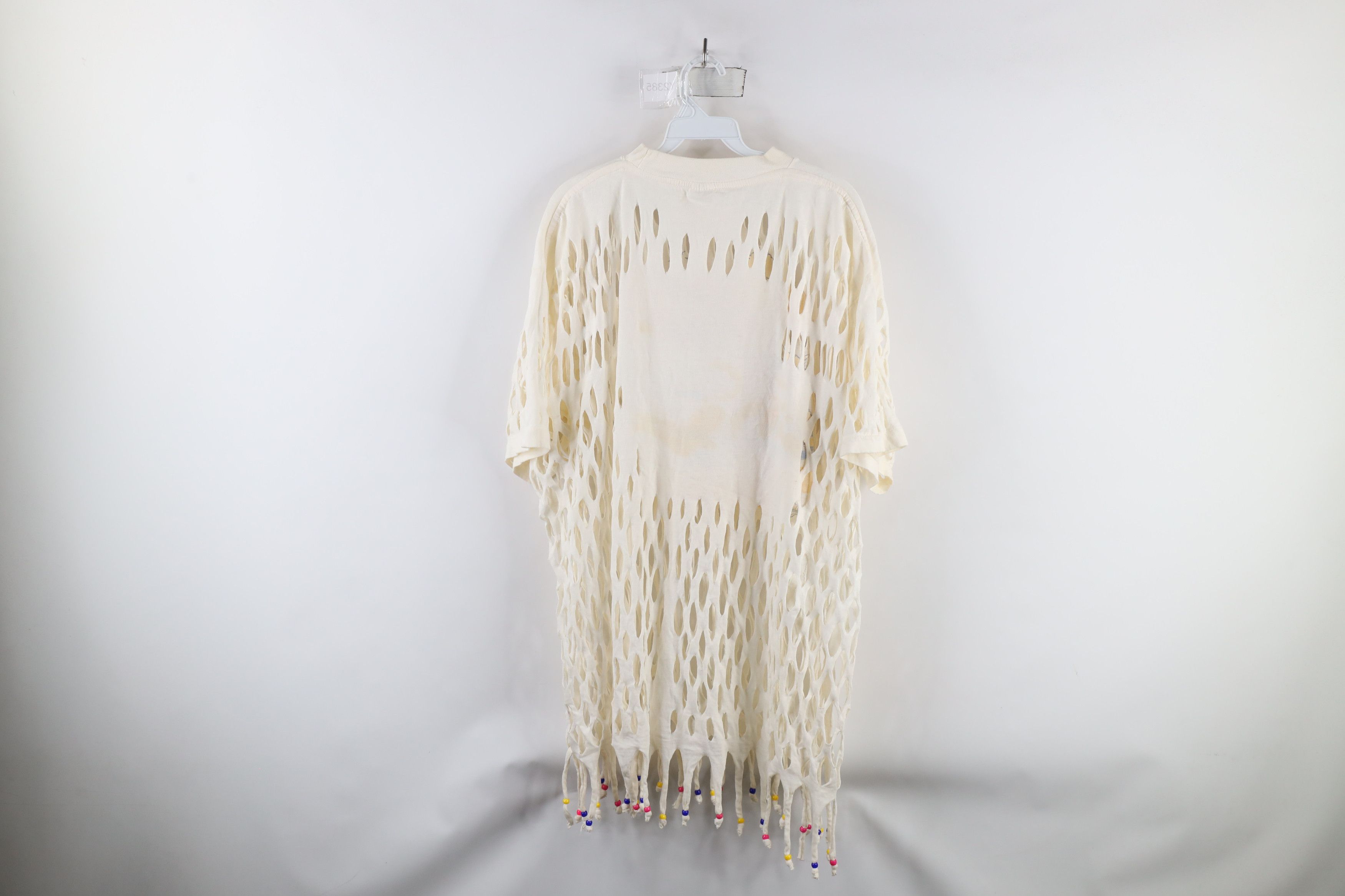 Vintage Vintage 90s Streetwear Cat Beach Cut Fringed Beaded T-Shirt Size 3XL / US 20-22 - 14 Thumbnail
