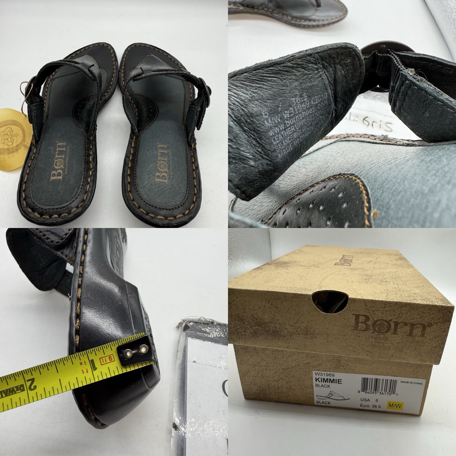 Born Børn W91972 CIC11 Strappy Leather Flip Flop Sandal Black 6 Women Adult Shoes XS Size US 6 / IT 36 - 8 Thumbnail