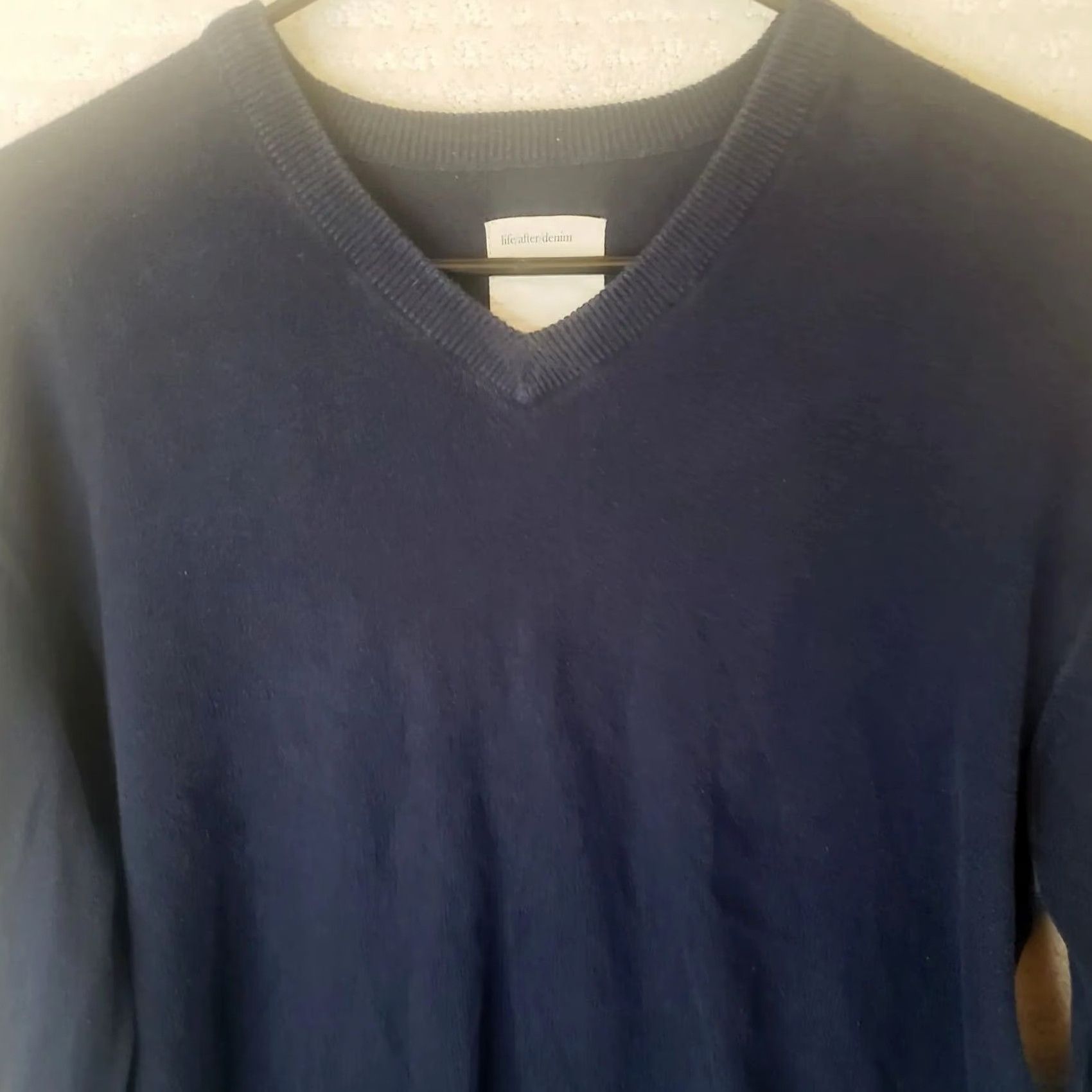 Denime Life After Denim Navy Blue V-Neck Pullover Sweater L Cotton Men Shirt/ Sweater Size US L / EU 52-54 / 3 - 5 Thumbnail
