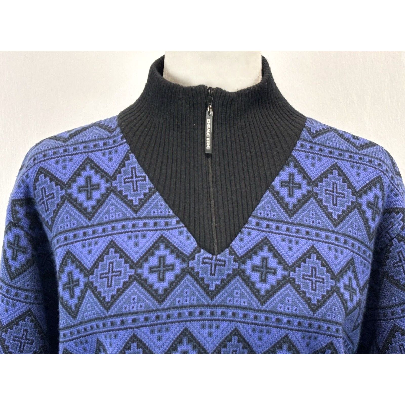 Vintage VINTAGE Demetre Ski Sweater Geometric Wool Blend 1/4 Zip Women Large Purple Black / USA Made Sweater Pullover Size L / US 10 / IT 46 - 5 Thumbnail