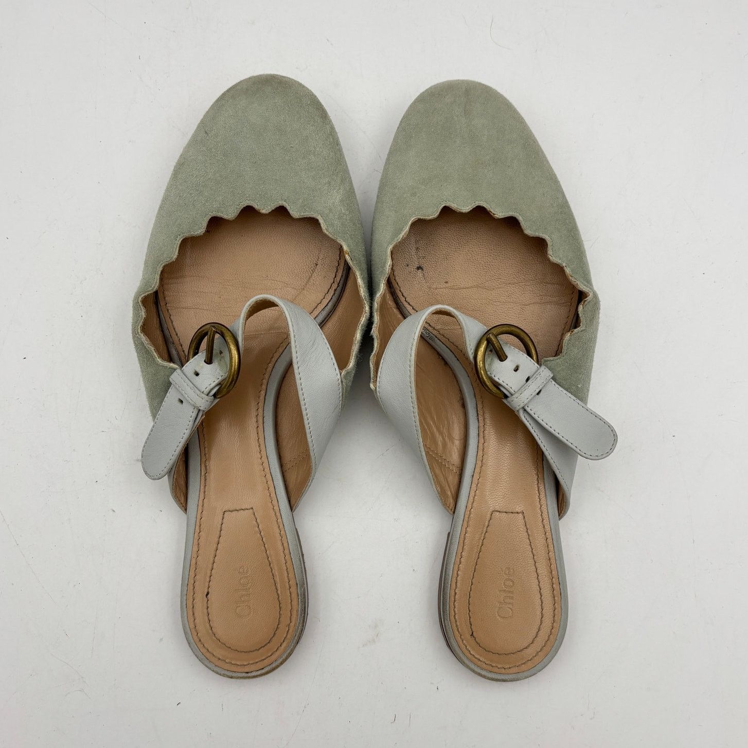 Chloe Chloe Lauren Mules Scalloped Suede Mary Jane Flats 36 US 6 Size US 6 / IT 36 - 1 Thumbnail