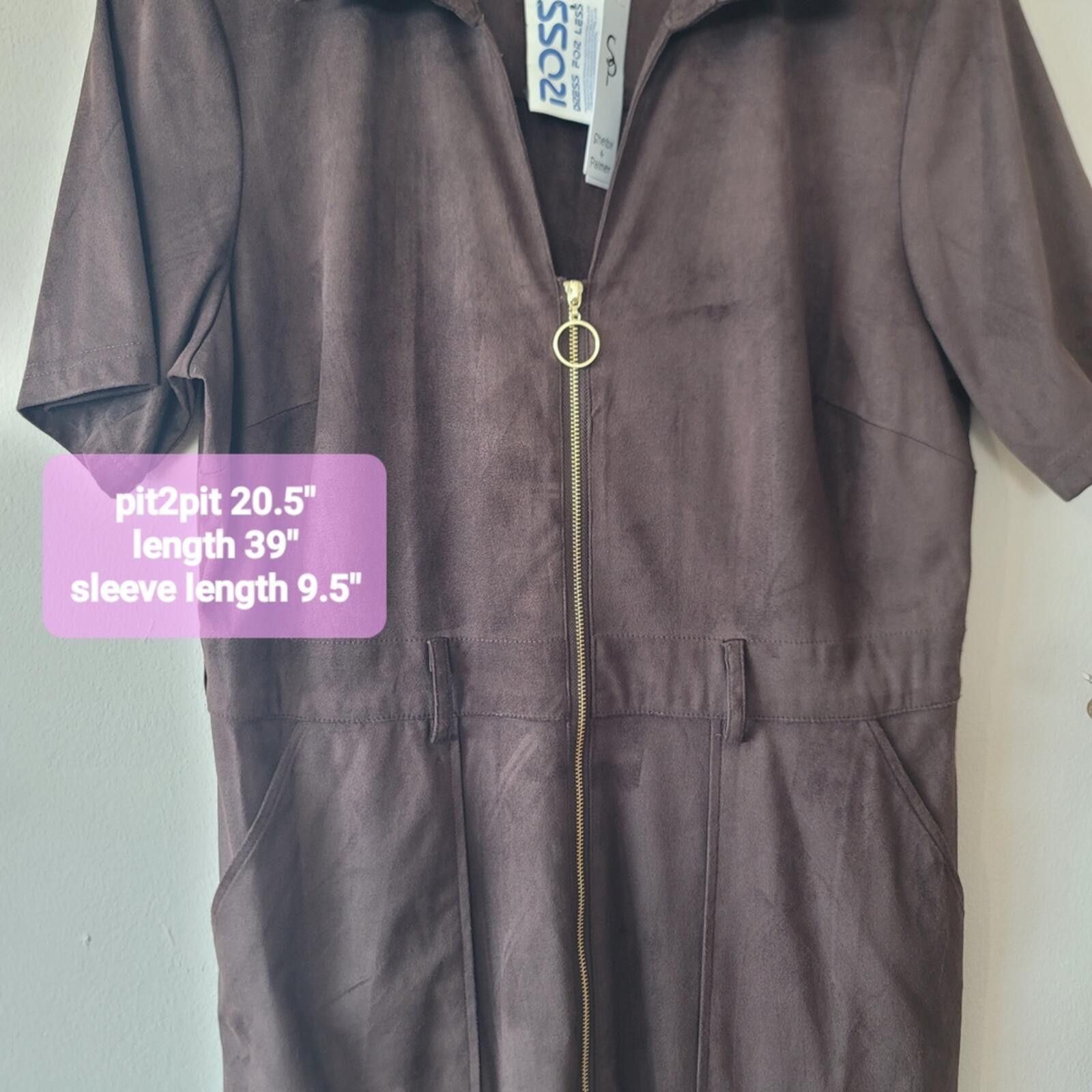 Other Faux Suede Zip Shift Mini Dress Chocolate Brown Sz 8 New Size M / US 6-8 / IT 42-44 - 3 Thumbnail
