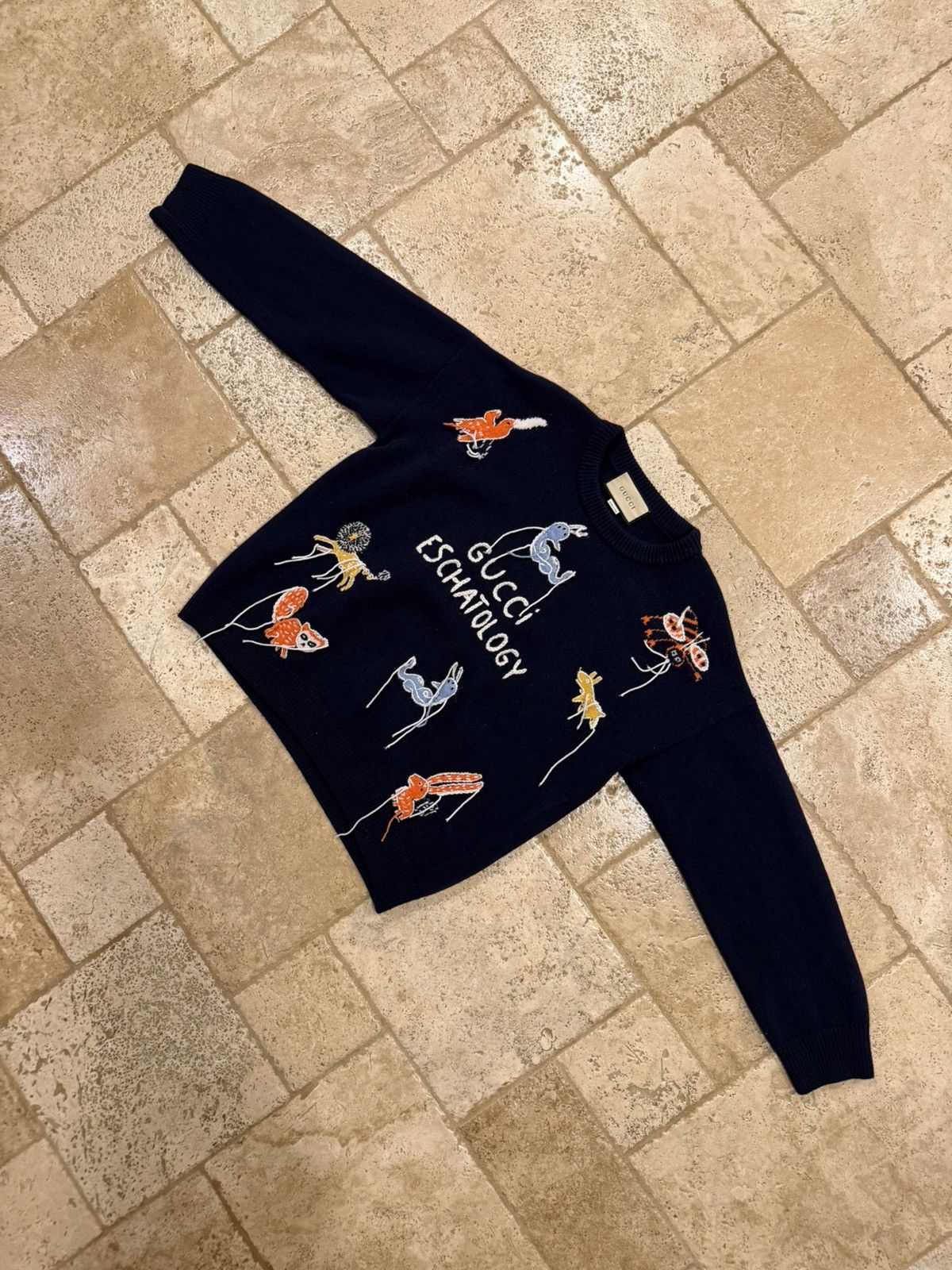 Gucci Gucci SS21 Navy Freya Hartas Edition 'Eschatology' Sweater Size US XXL / EU 58 / 5 - 3 Thumbnail