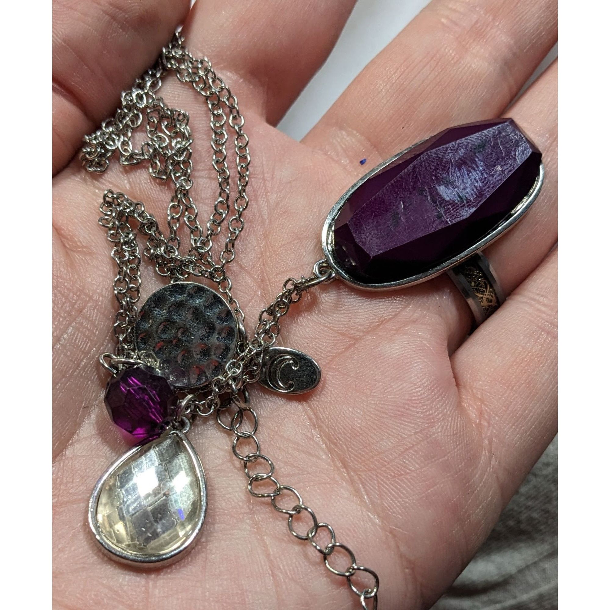 Other Charming Charlie Purple And Silver Tone Charm Cluster Pendan Size ONE SIZE - 7 Thumbnail