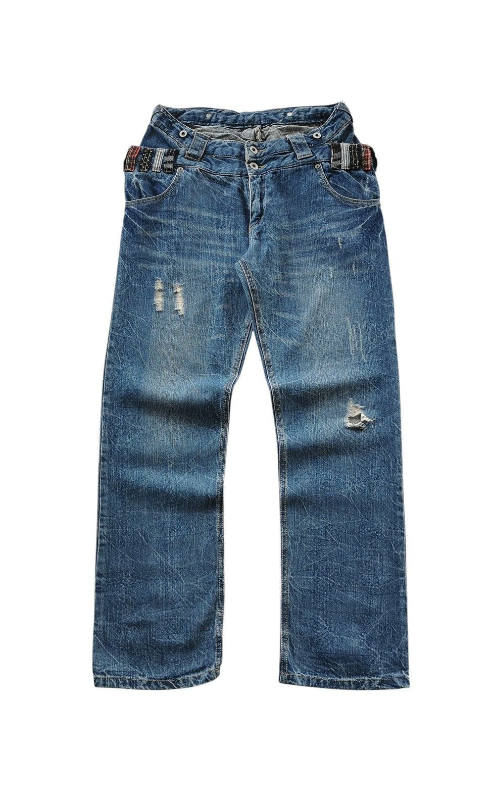 PPFM Double Waist Distressed Whiskering Denim Jeans Size US 28 / EU 44 - 1 Thumbnail