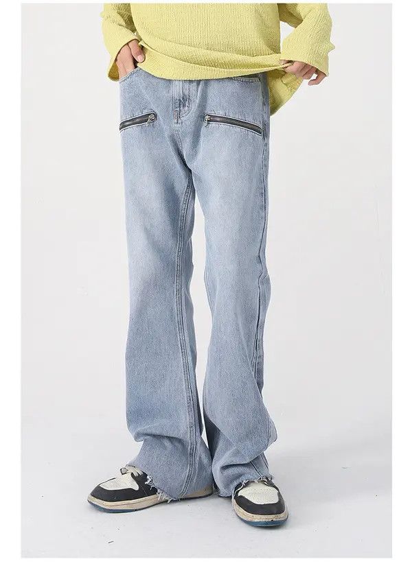 Japanese Brand Noriyo x Yuri Washed distressed zip-up loose flared jeans Size US 32 / EU 48 - 6 Thumbnail