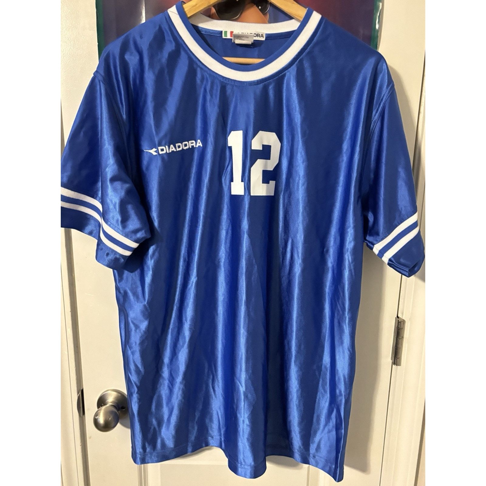 Vintage #12 diadora jersey blue Large L Size US XL / EU 56 / 4 - 5 Thumbnail