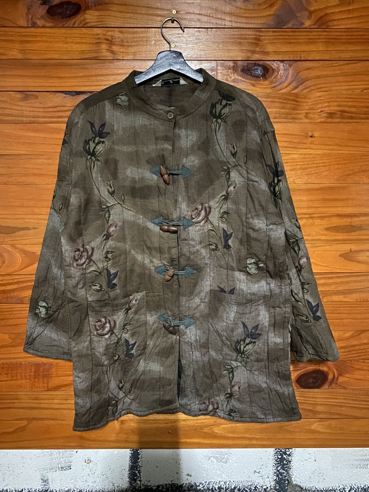 Japanese Brand Vintage Monolisa Floral Linen Jacket Asian Boho Kimono Style Size L / US 10 / IT 46 - 3 Thumbnail