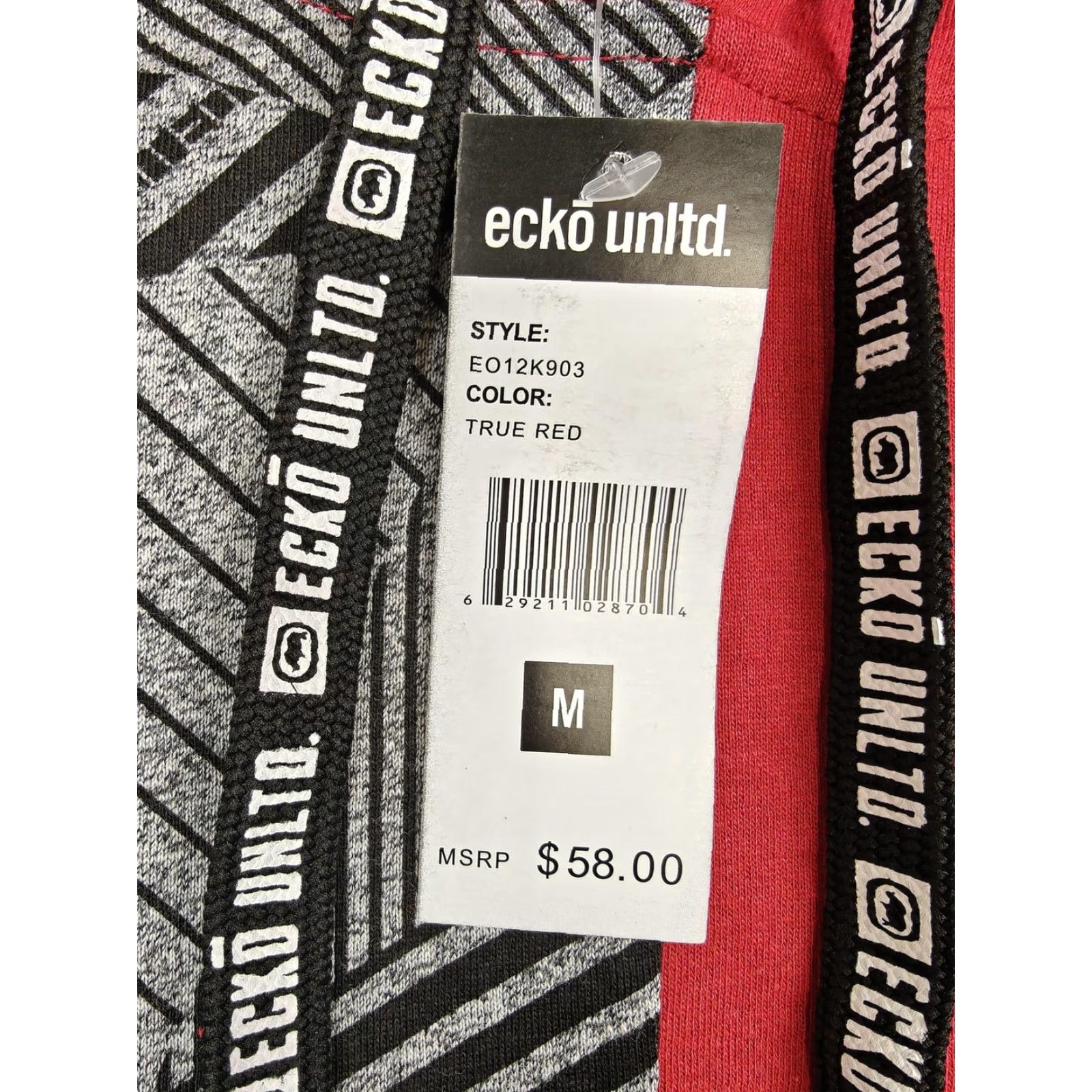 Ecko Unltd. Ecko Unltd Hoodie Mens M Red Black Geometric Split Pocket Pullover RS Logo 60/40 Cotton Polyester Short Sleeve EO12K903 Size US M / EU 48-50 / 2 - 2 Thumbnail