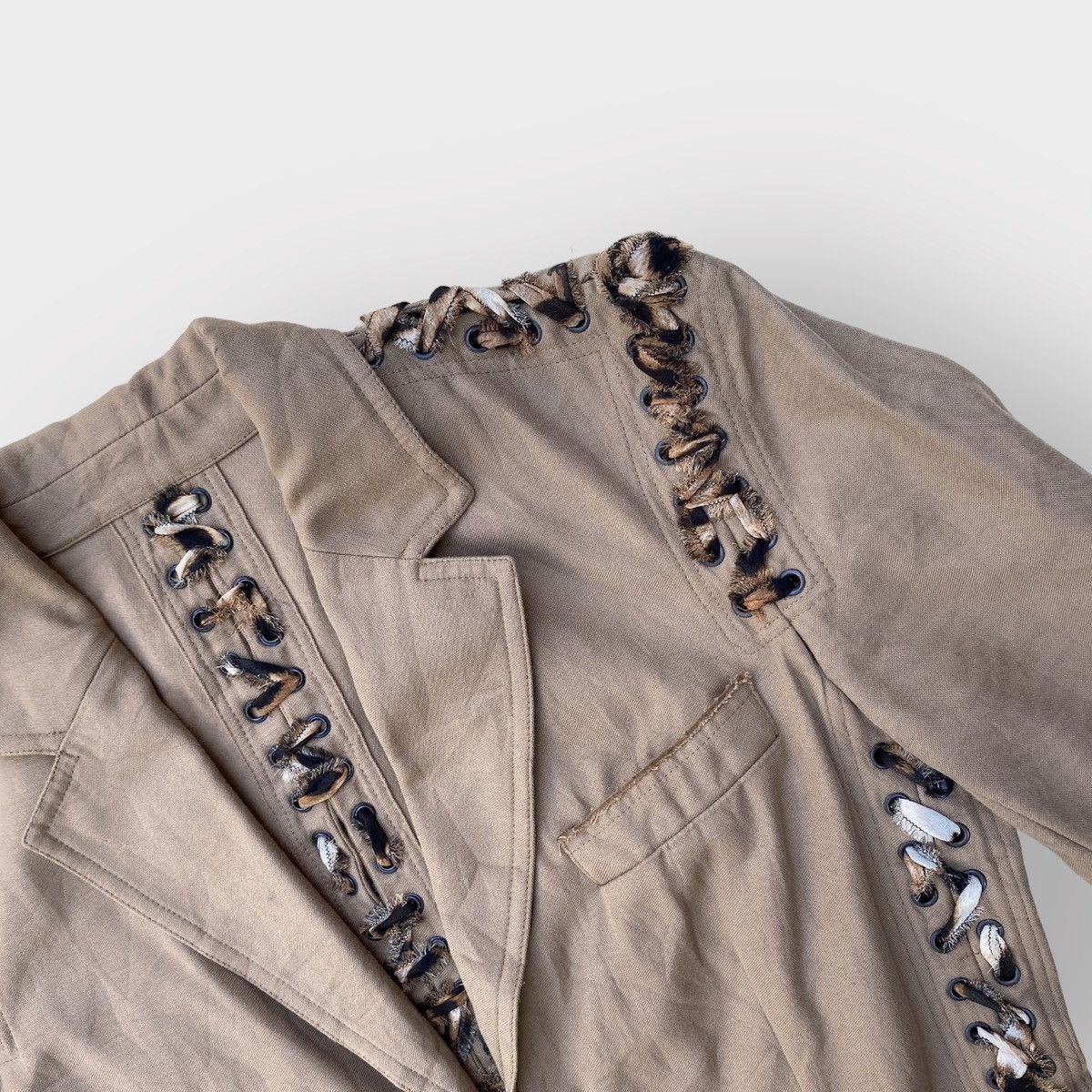 Tom Ford × Yves Saint Laurent Vintage SS02 Safari Cheetah Lace Up Blazer By Tom Ford Size S / US 4 / IT 40 - 2 Thumbnail