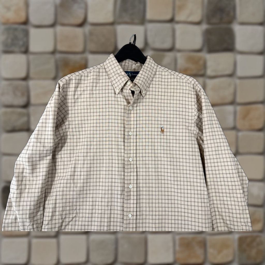 Ralph Lauren Ralph Lauren Shirt Mens L Beige Tan Micro Plaid Custom Fit Long Sleeve Pony Logo Size US L / EU 52-54 / 3 - 1 Thumbnail