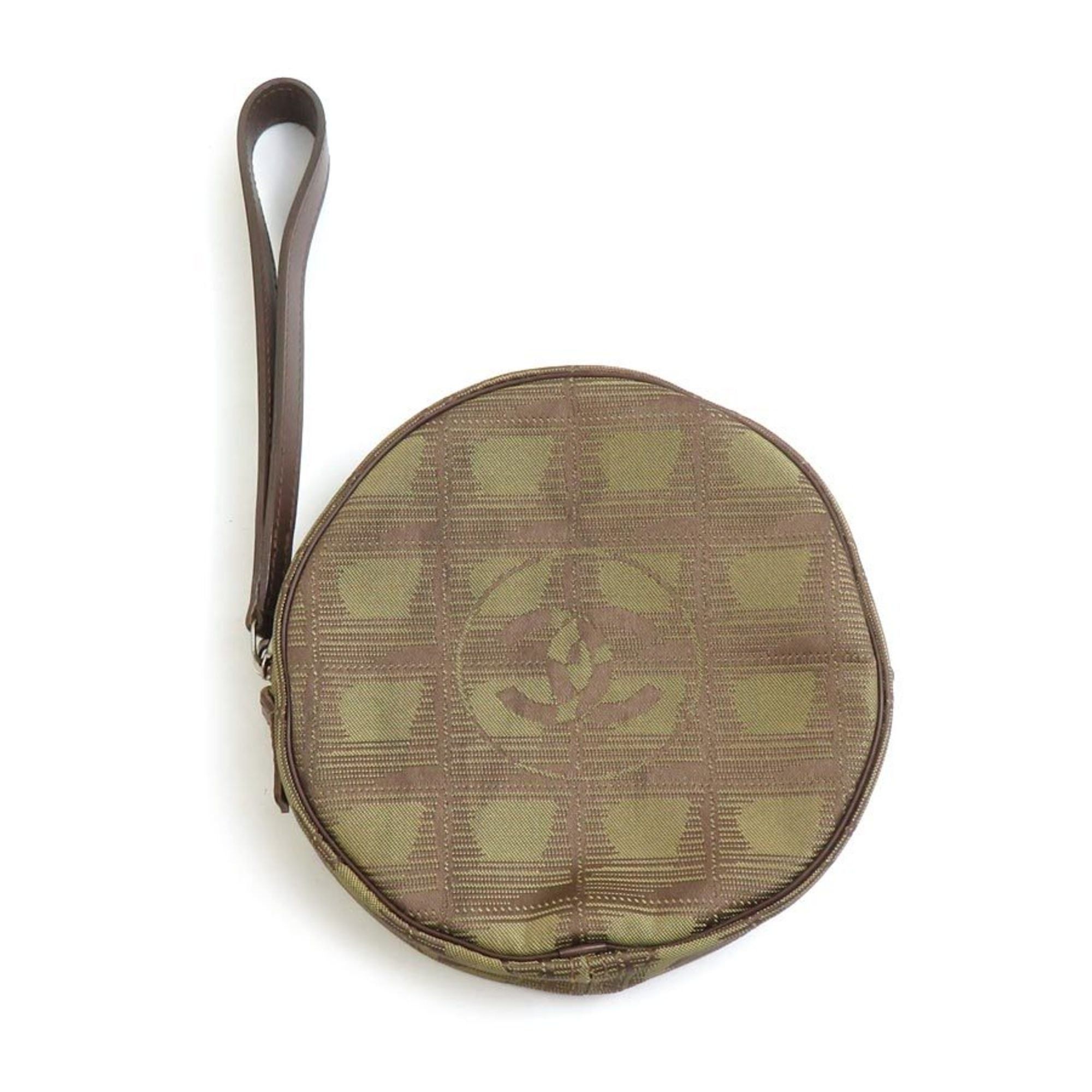Chanel CHANEL Clutch Bag Pouch New Travel Line Nylon Jacquard Khaki Brown Women's e60499g Size ONE SIZE - 1 Thumbnail