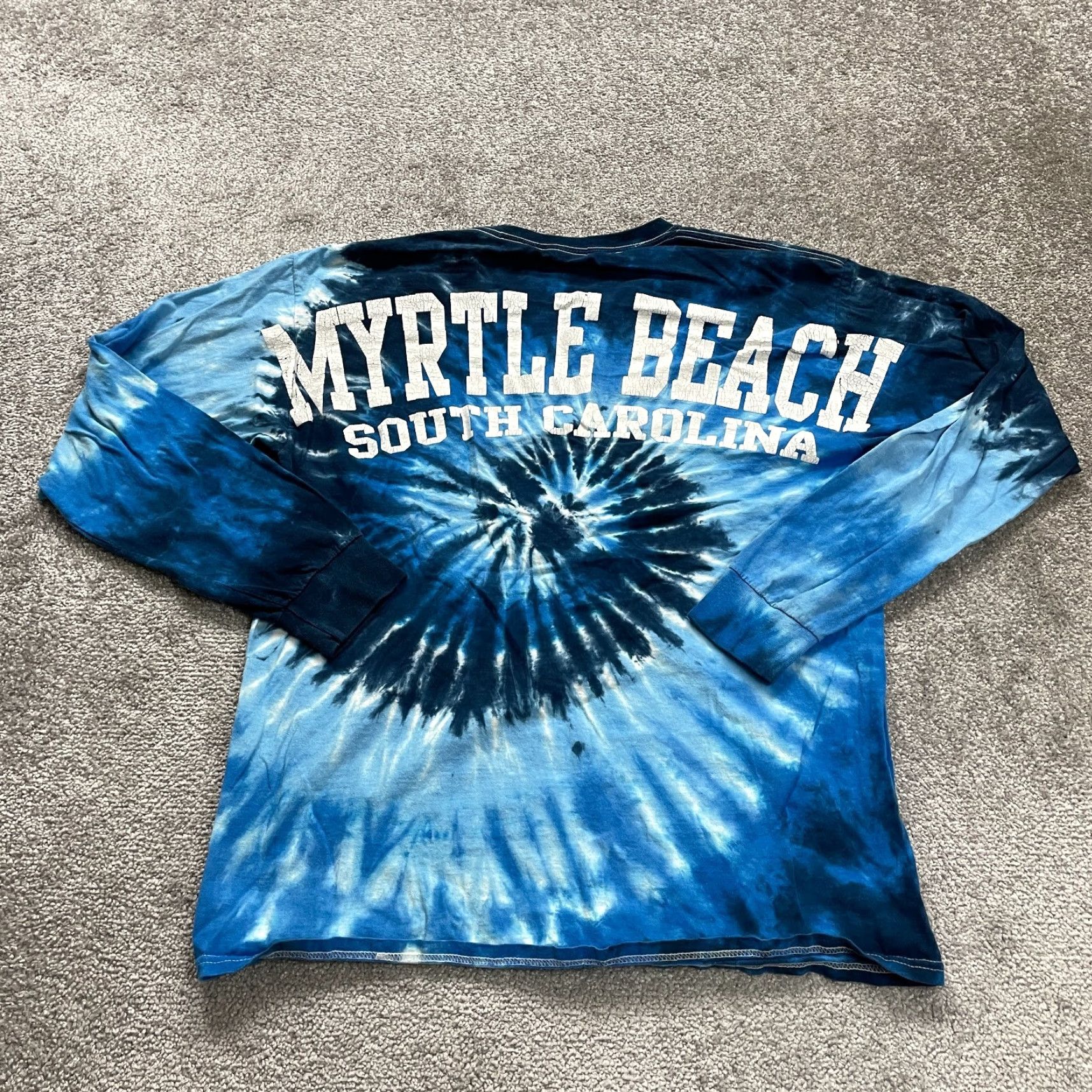 Fruit Of The Loom Fruit Of the Loom Tie Dye Tee Unisex Large Blue Long Sleeve T-Shirt Beach Casual Shirt Mens Size US L / EU 52-54 / 3 - 2 Thumbnail