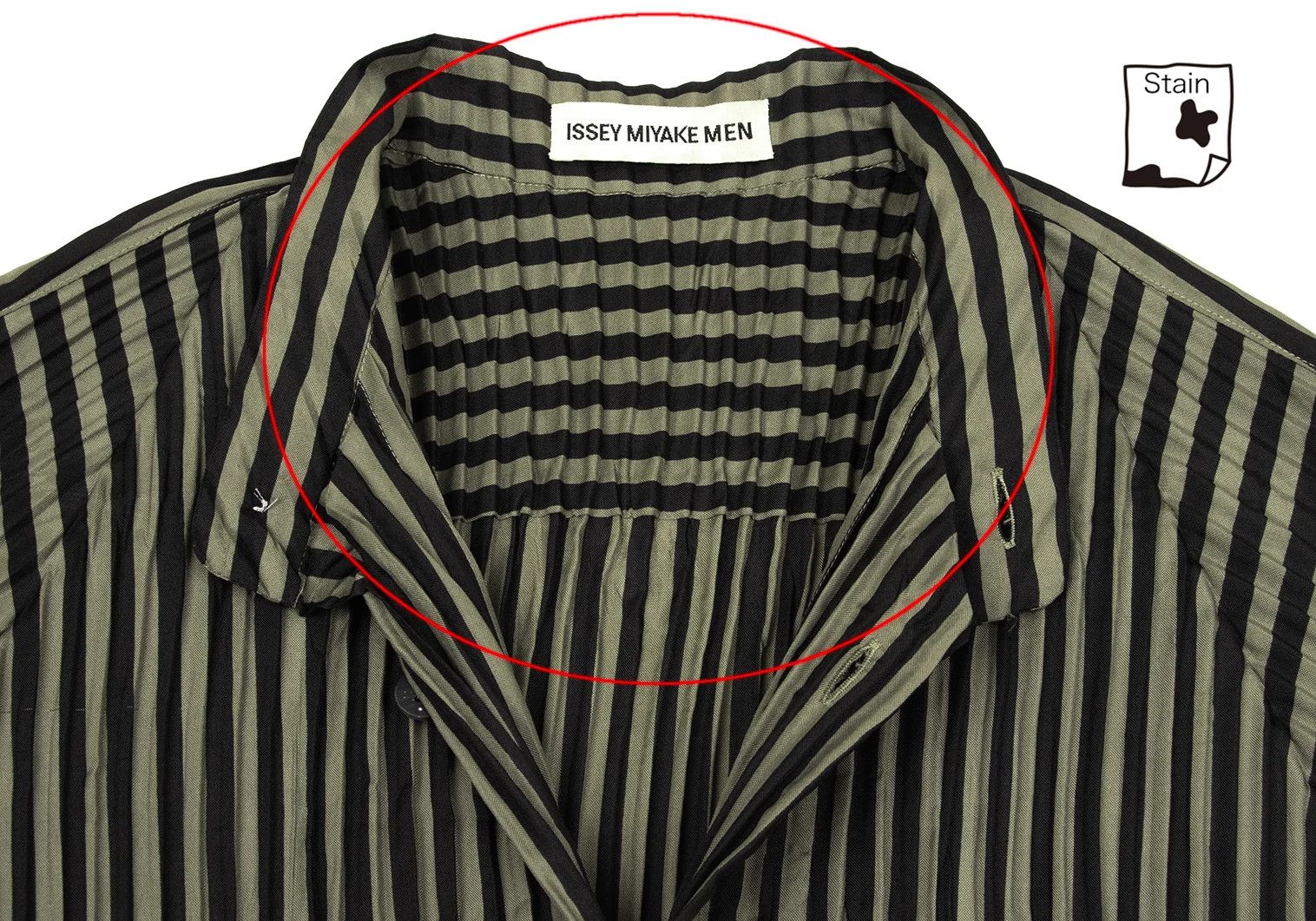 Issey Miyake Pleated Stripe Band Collar Shirt in Black Khaki M Size US M / EU 48-50 / 2 - 4 Thumbnail