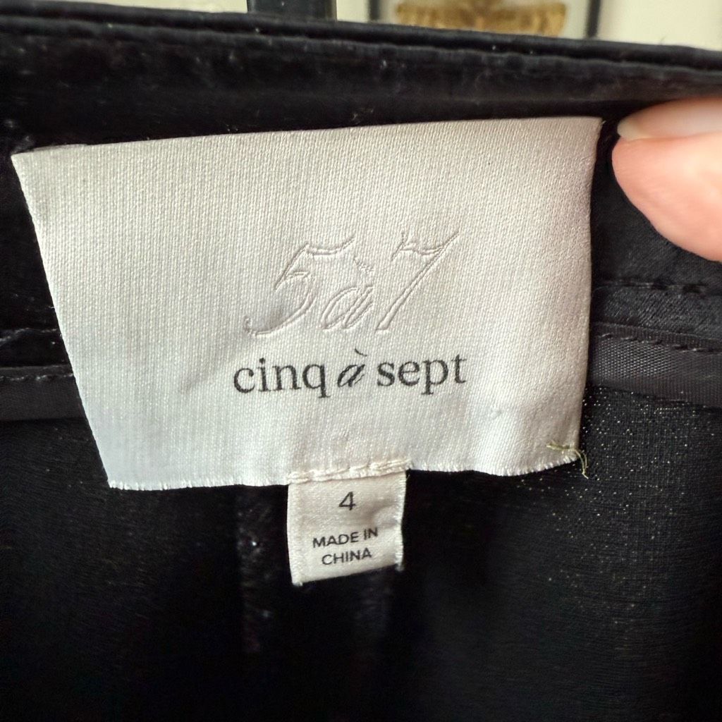 Cinq a Sept Cinq a Sept Black Fringe Hem Tuxedo Stripe Pants $225 4 Size 27" / US 4 / IT 40 - 5 Thumbnail