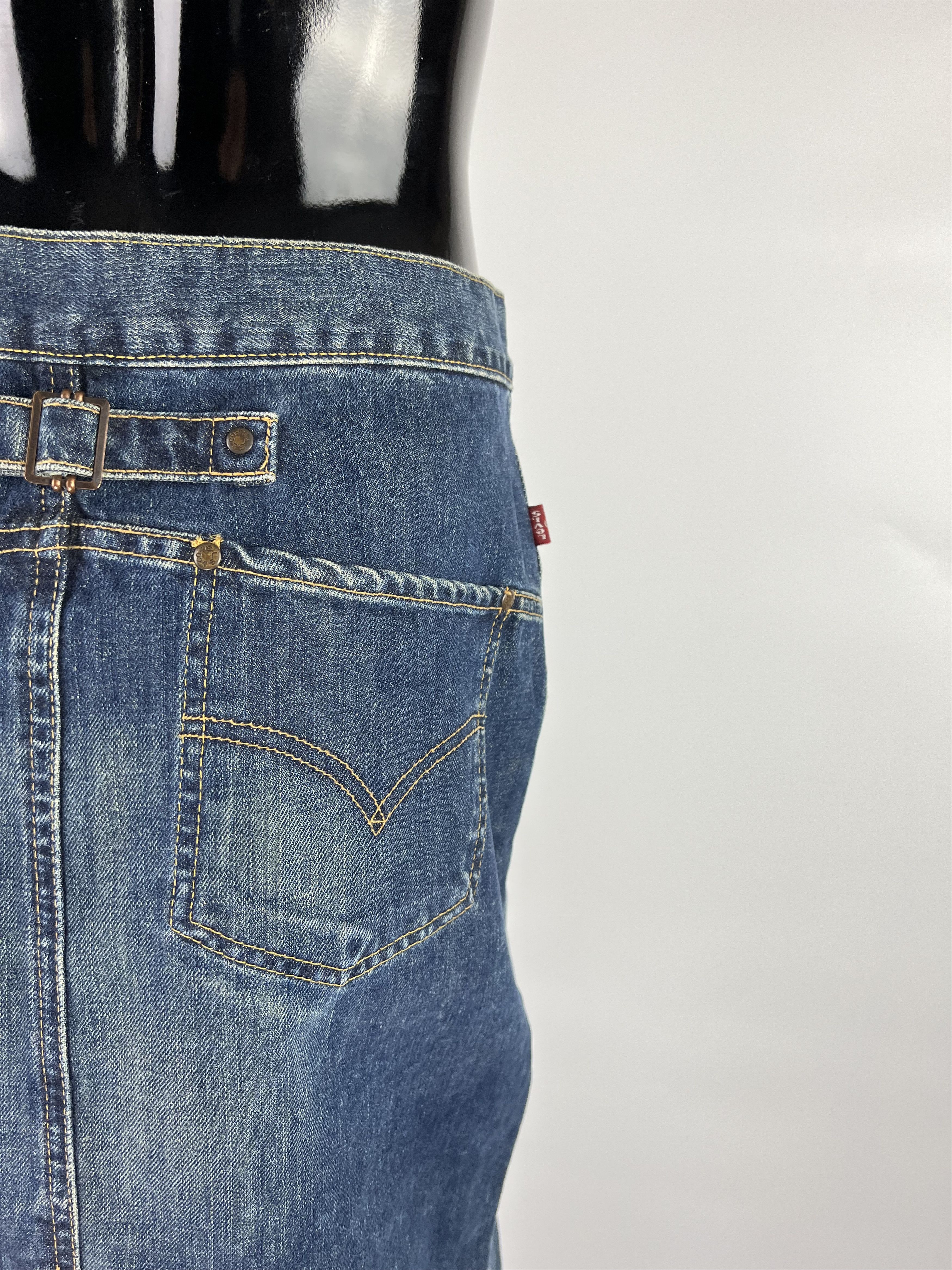 Levi's VTG Levis Blue Denim Midi Skirt Size S Y2K Size 26" / US 2 / IT 38 - 4 Thumbnail