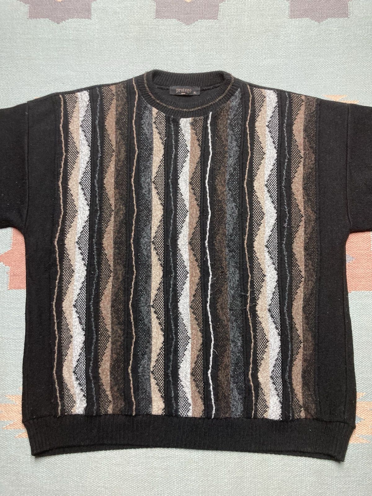 Protege × Vintage Vtg protege sweater acrylic deep knit 3D textured coogi XL Size US XL / EU 56 / 4 - 2 Thumbnail
