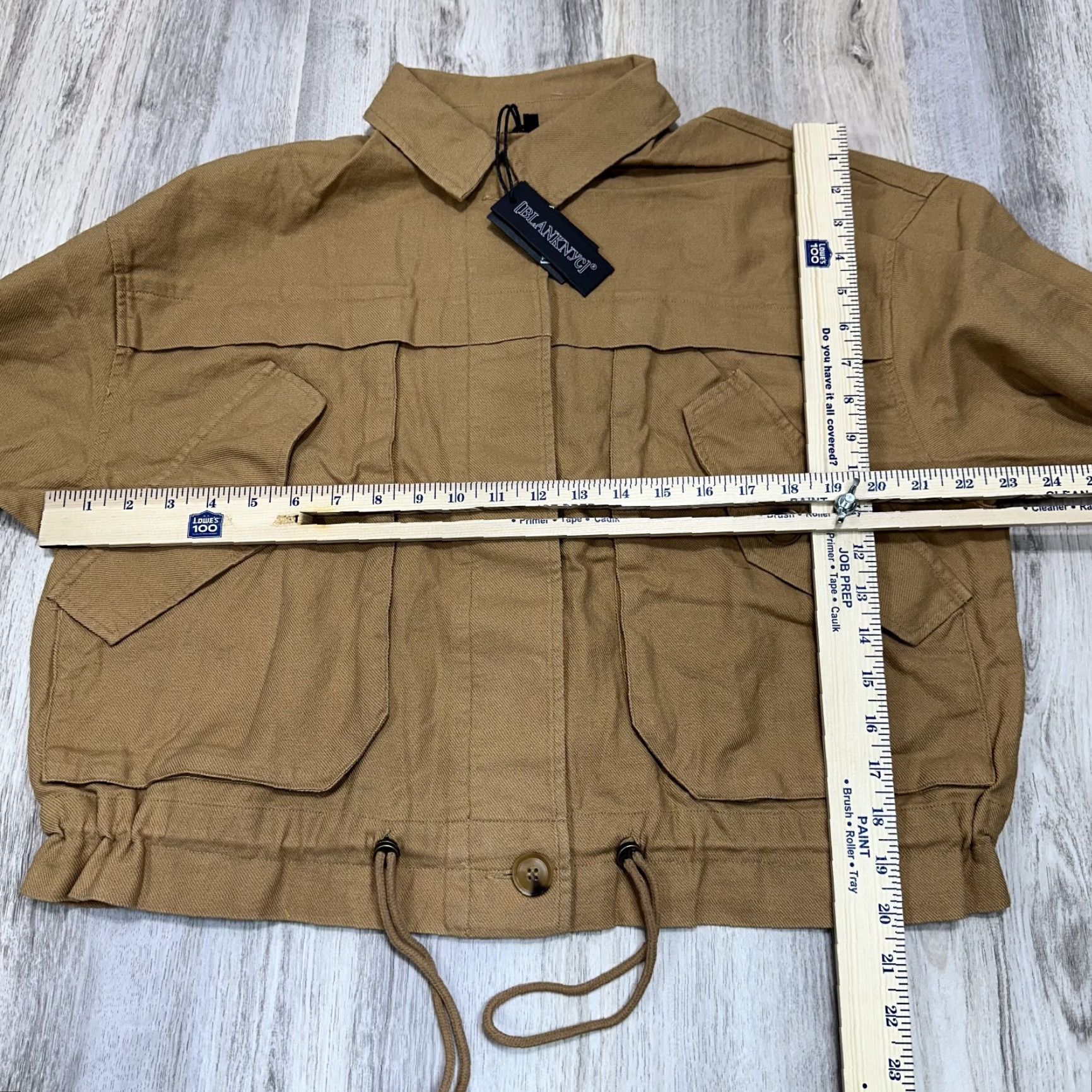 Vintage BLANKNYC Women's Jacket Brown Cotton Linen Short S NWT Roll Tab Sleeve Crop Drawstring Pockets Basic Jacket Casual Womens Size S / US 4 / IT 40 - 2 Thumbnail