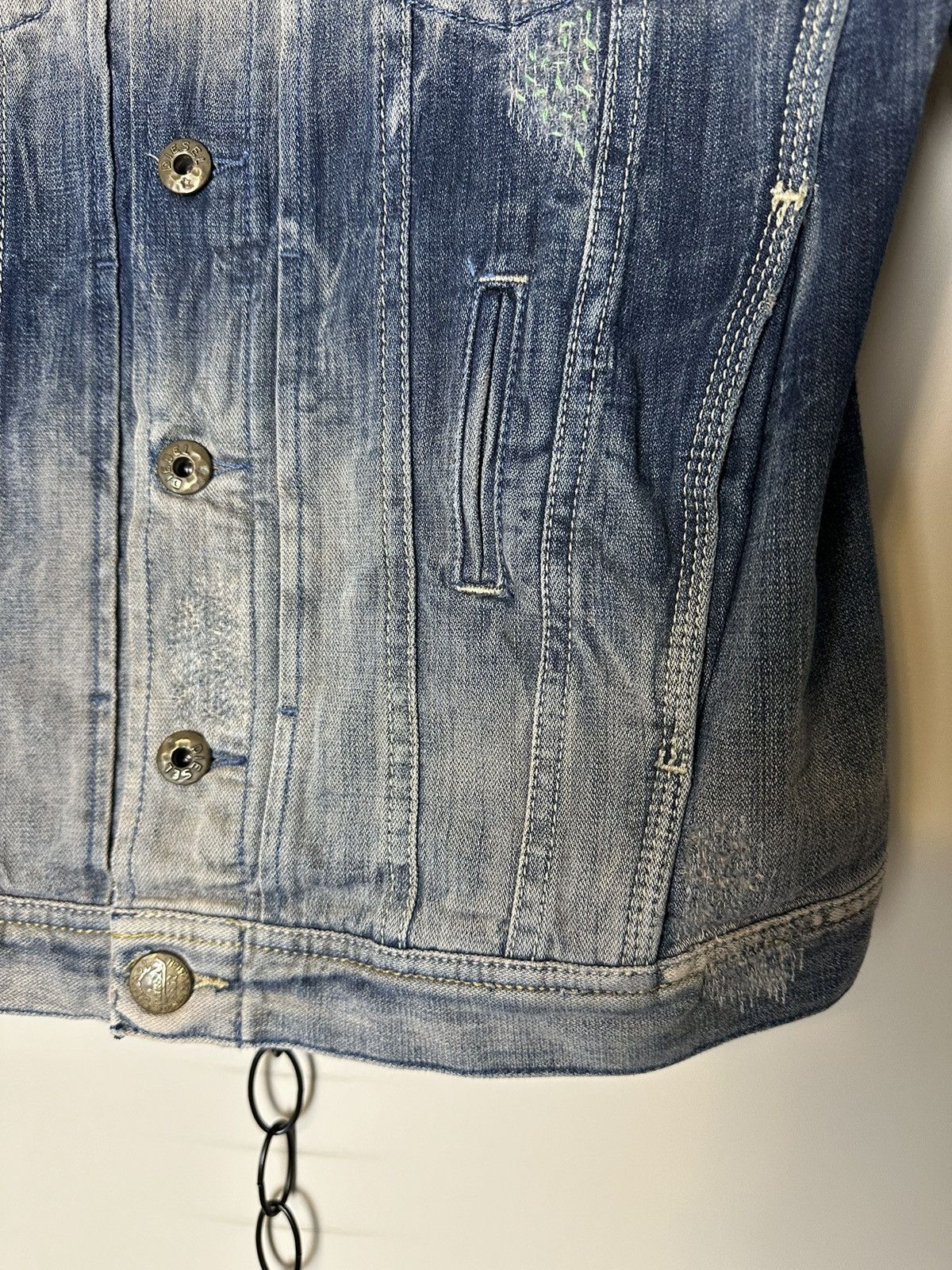 Diesel × Vintage Vintage Diesel Repaired Denim Jacket Small Size S / US 4 / IT 40 - 4 Thumbnail