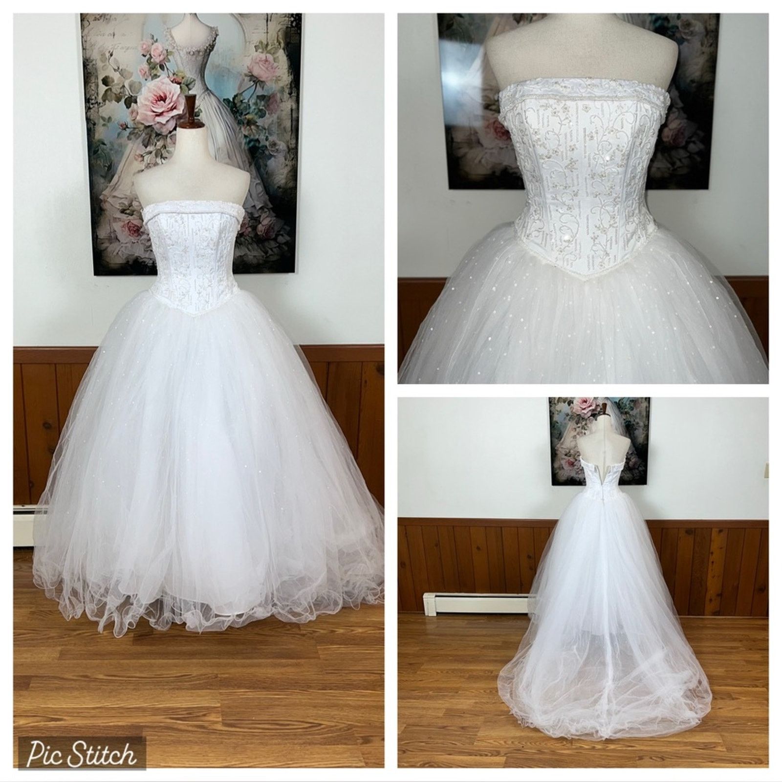 Other David’s Bridal Sparkling Tulle Bateau Waist Wedding Gown! Size S / US 4 / IT 40 - 1 Thumbnail