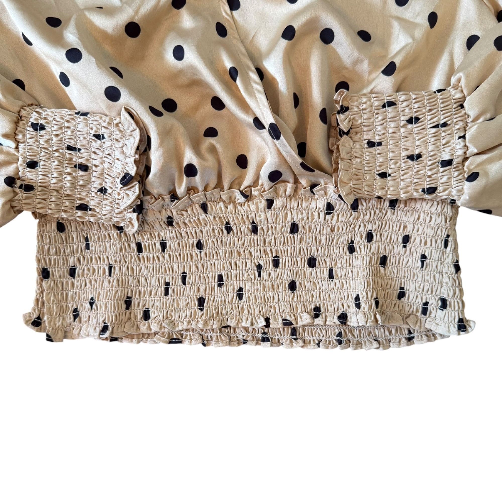 Other Blu Pepper Polka Dot Wide Smocked Waist Cropped Blouse M Size M / US 6-8 / IT 42-44 - 2 Thumbnail