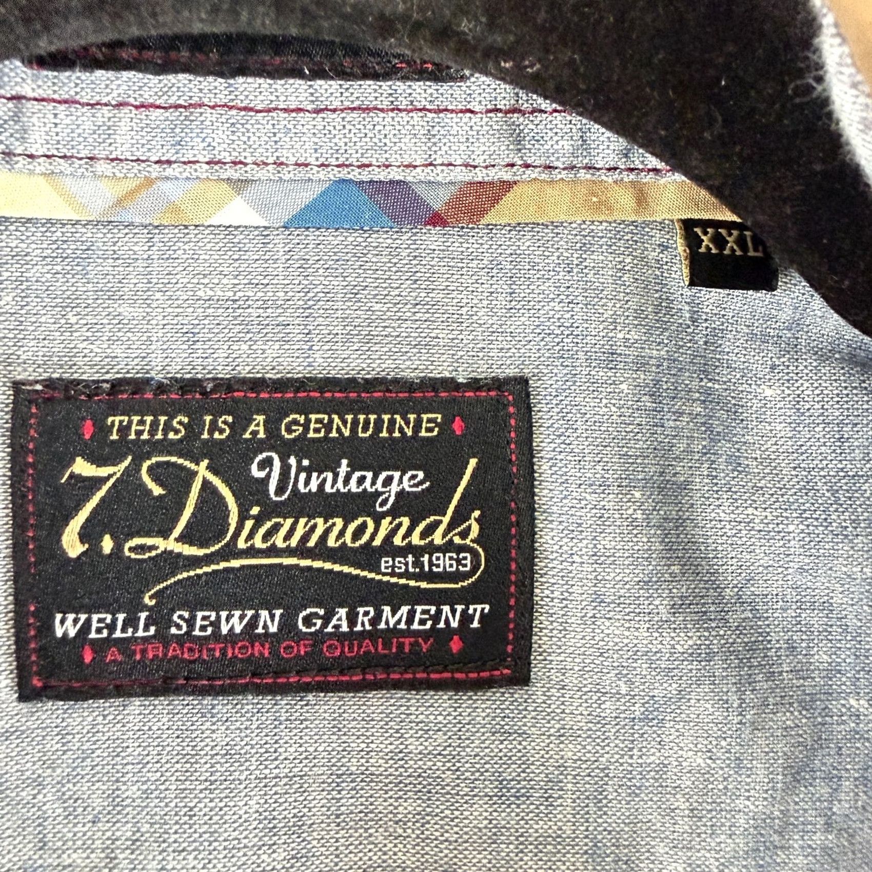 Vintage 7 Diamonds Vintage Button-Down Shirt Men Size XXL Blue Plaid Short Sleeve Cotton Size US XXL / EU 58 / 5 - 7 Thumbnail