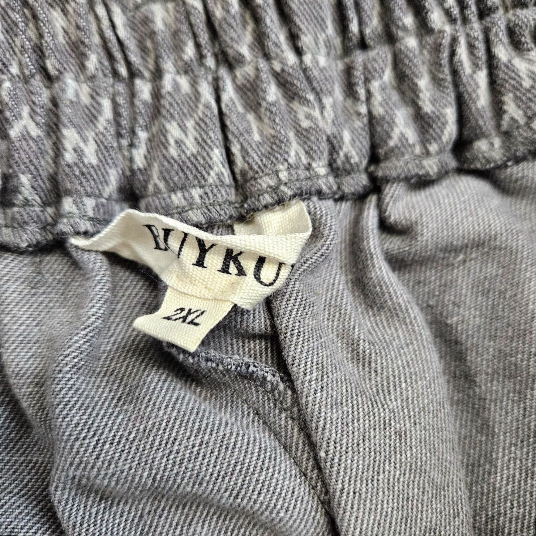 Vintage Buykud Womens Wide Leg Pants 2XL Gray Pull On High Rise Inseam 27.5in Cotton Patches Printed Vintage No Size 40" / US 18 - 7 Thumbnail