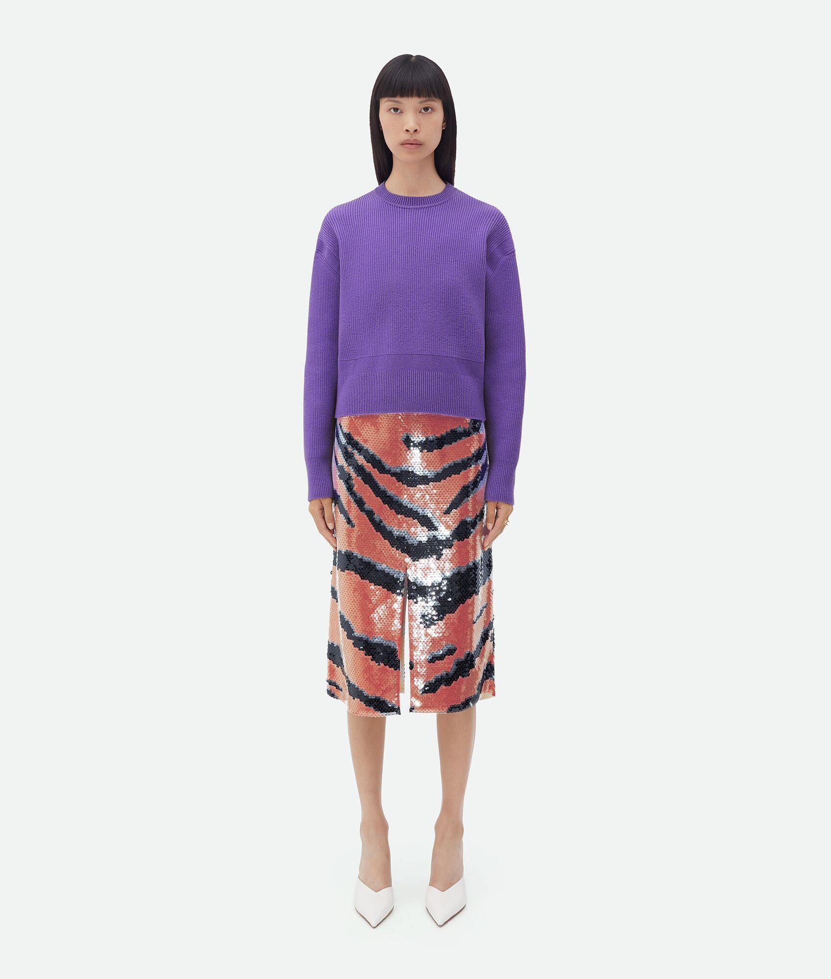 Bottega Veneta o1s1rm1125 Rib Cashmere Jumper Sweater in Purple Size L / US 10 / IT 46 - 1 Thumbnail