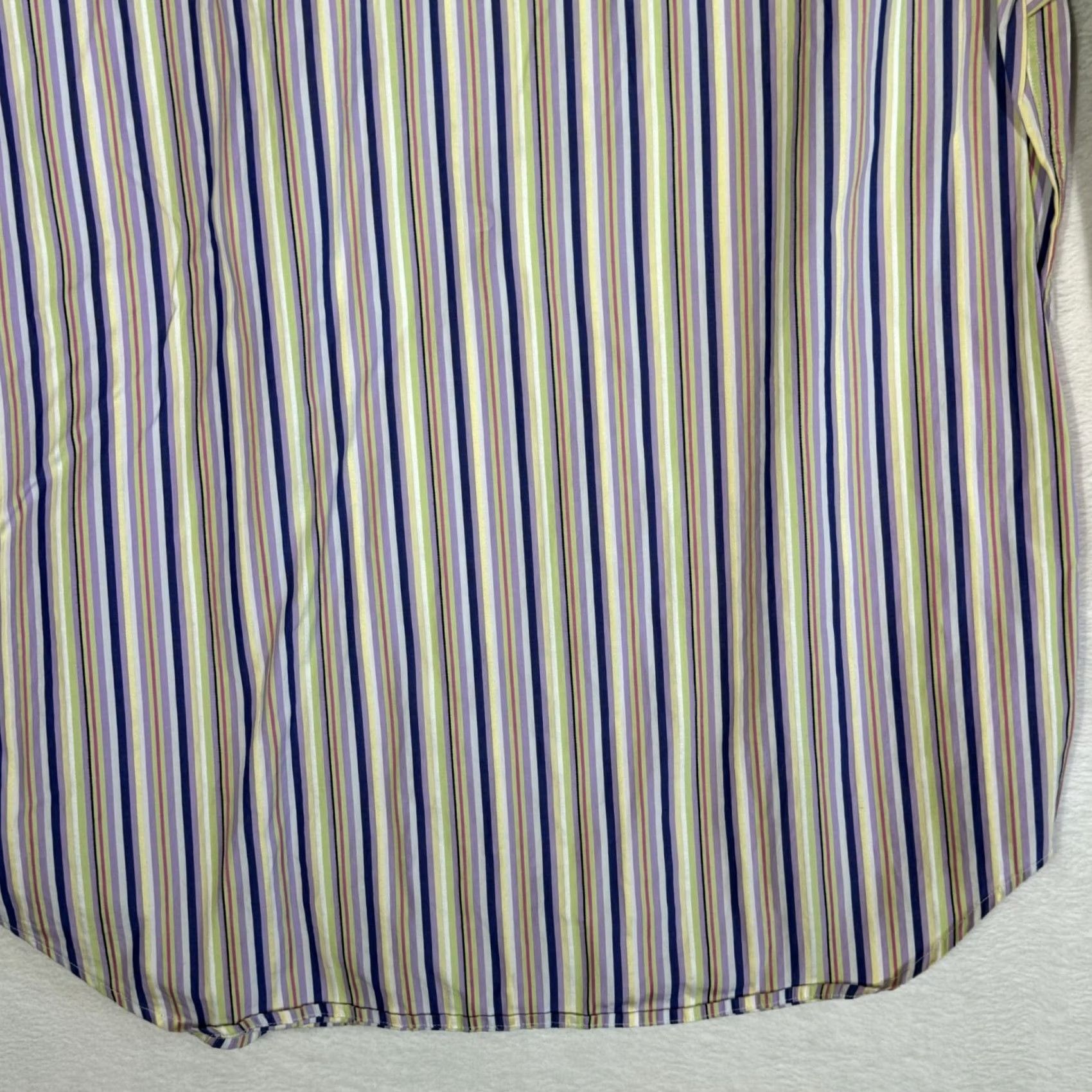 Tailorbyrd TAILORBYRD Multicolor Striped Cotton Shirt Men’s Large Button-Up, Pockets, 31" Length, 46" Chest, Long Sleeve, Regular Fit Size US L / EU 52-54 / 3 - 7 Thumbnail