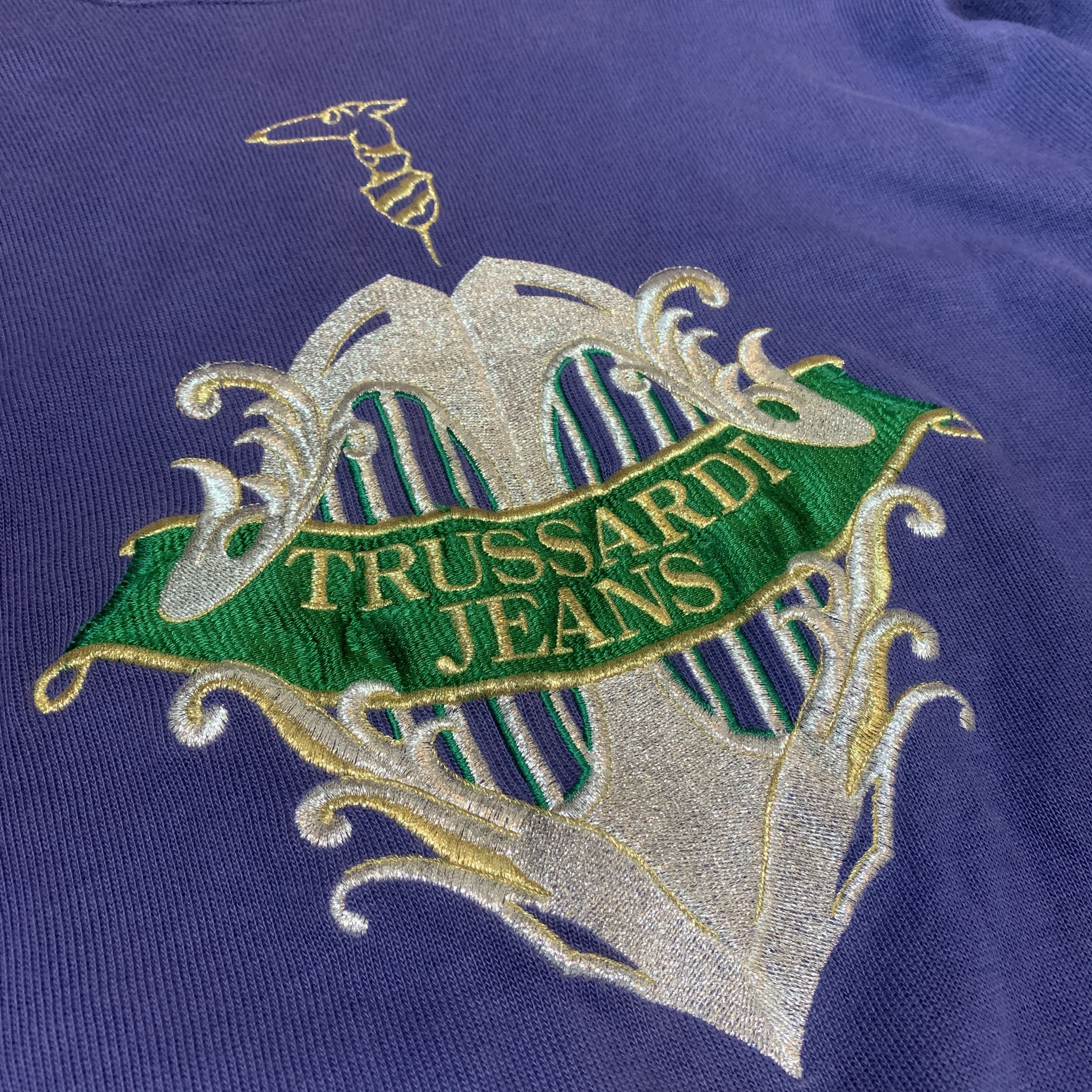 Japanese Brand 1990s Trussardi Jeans Faded Embroidery Logo Crewneck Size US L / EU 52-54 / 3 - 2 Thumbnail