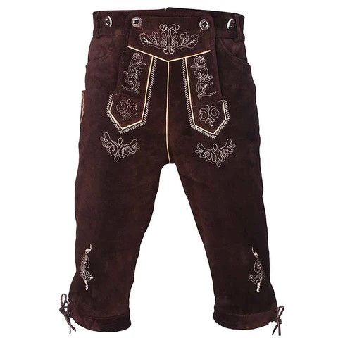 Men's Lederhosen Knee-length Brown Bundhosen 