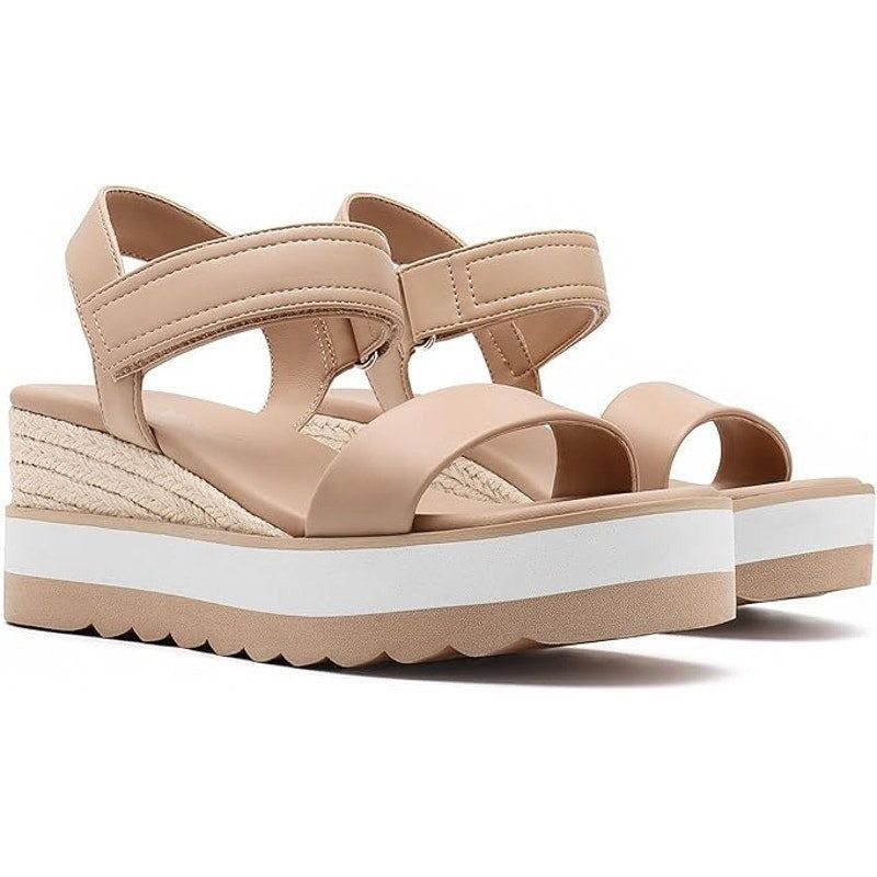 Other Athlefit Women's 6.5 Tan Espadrille Platform Sandals Size US 6.5 / IT 36.5 - 2 Thumbnail