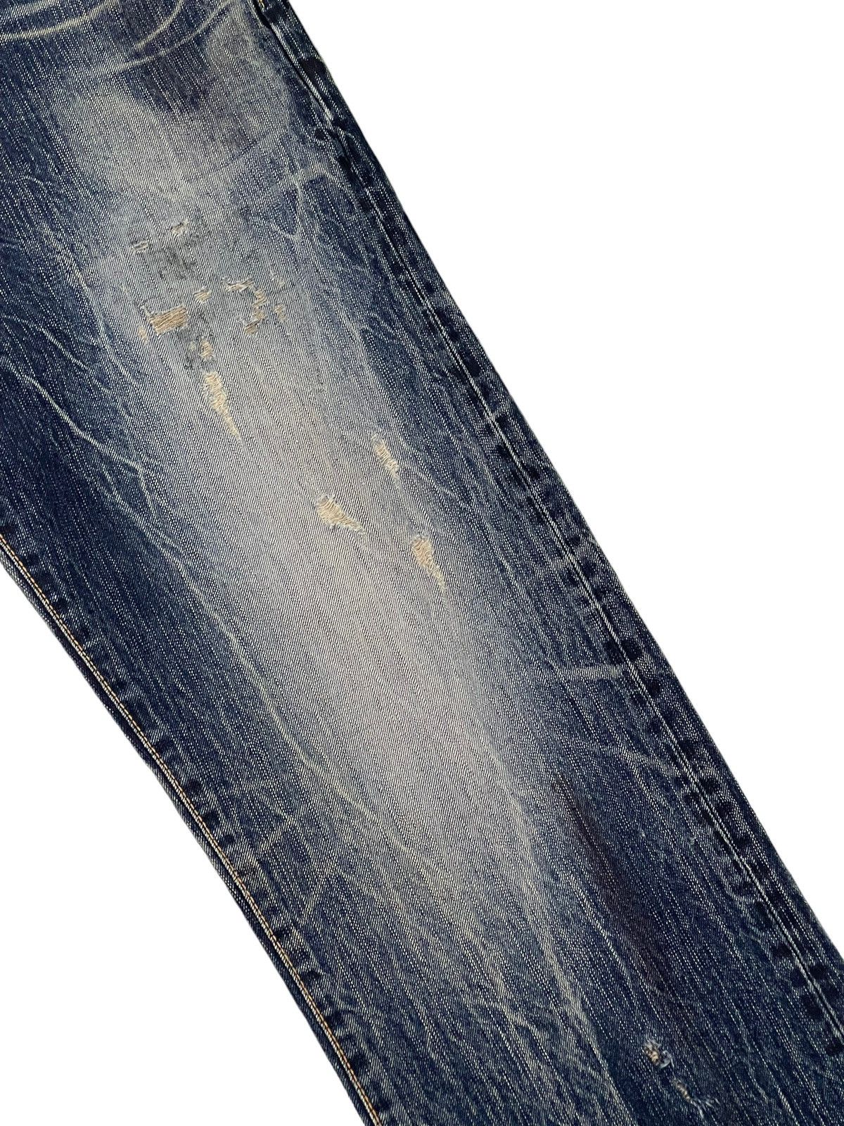 Edwin Distress Patchwork Edwin Japan Faded Acid Wash Loose 7🟦4 Size US 35 - 7 Thumbnail