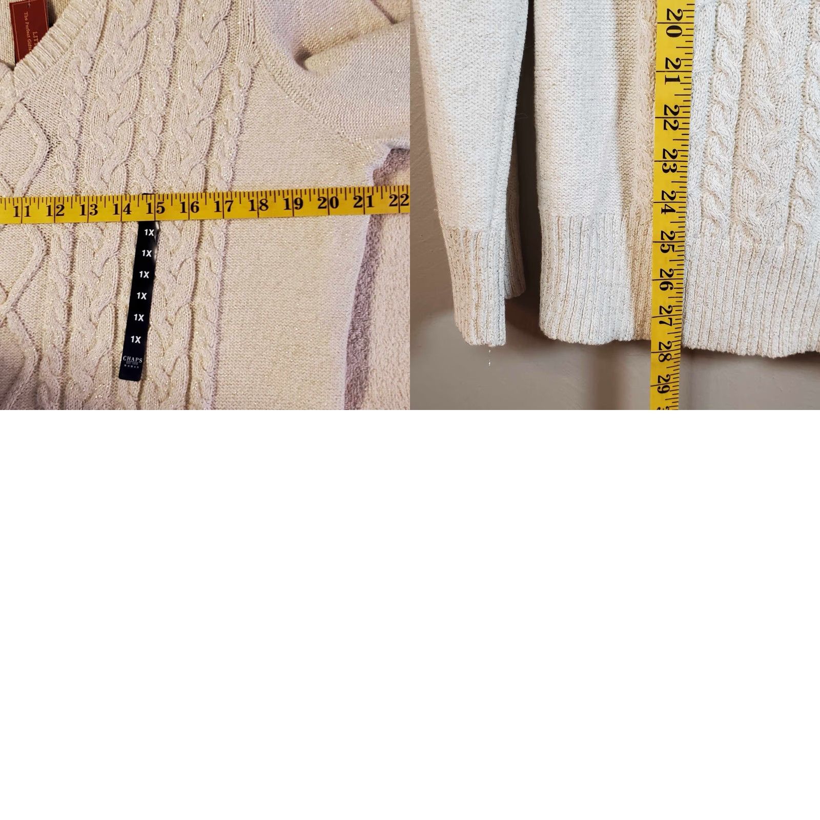 Chaps Chaps Sweater Womens NWT 1X Long Sleeve V-Neck White Cotton Blend Knit Pullover Casual Womens Classic 90s? Size XL / US 12-14 / IT 48-50 - 8 Thumbnail