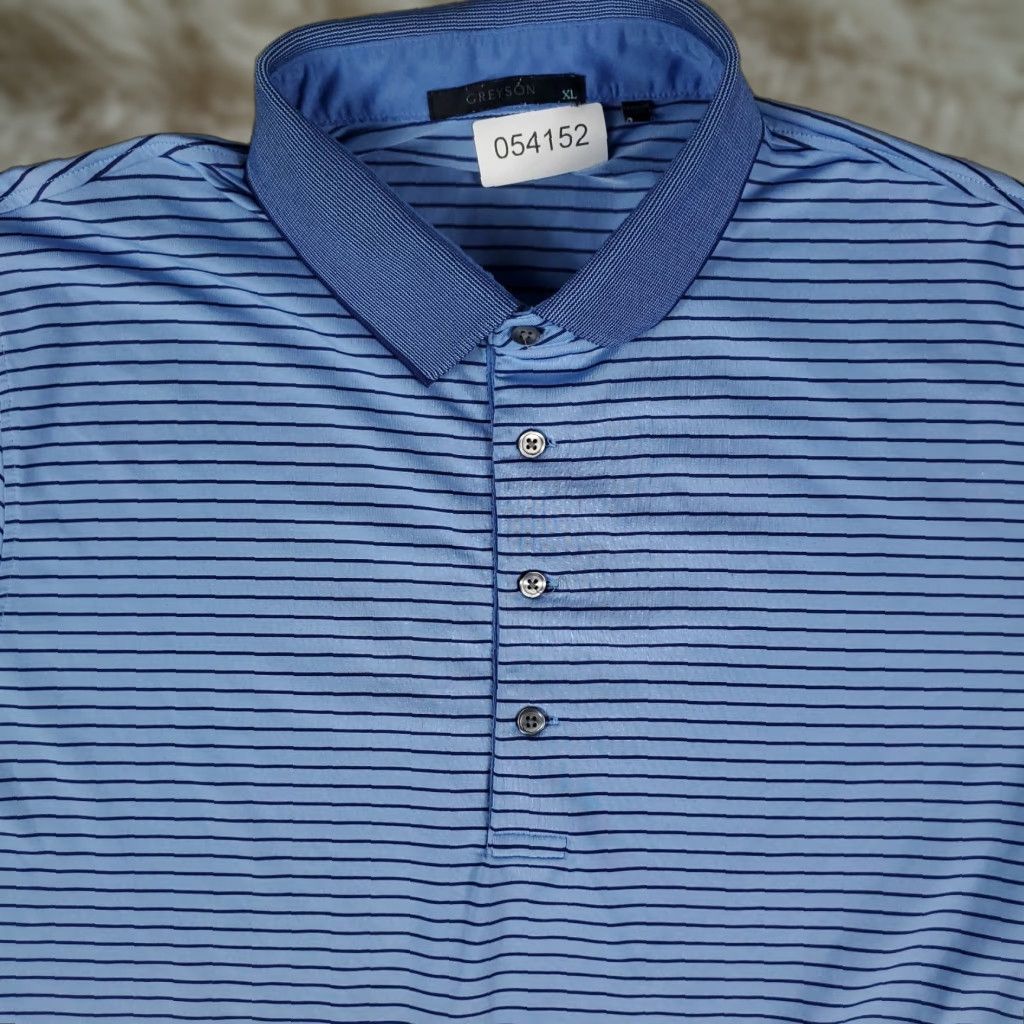 Vintage Greyson Polo Shirt Mens XL Blue Striped Wolf Golf Short Sleeve Polo Size US XL / EU 56 / 4 - 1 Thumbnail