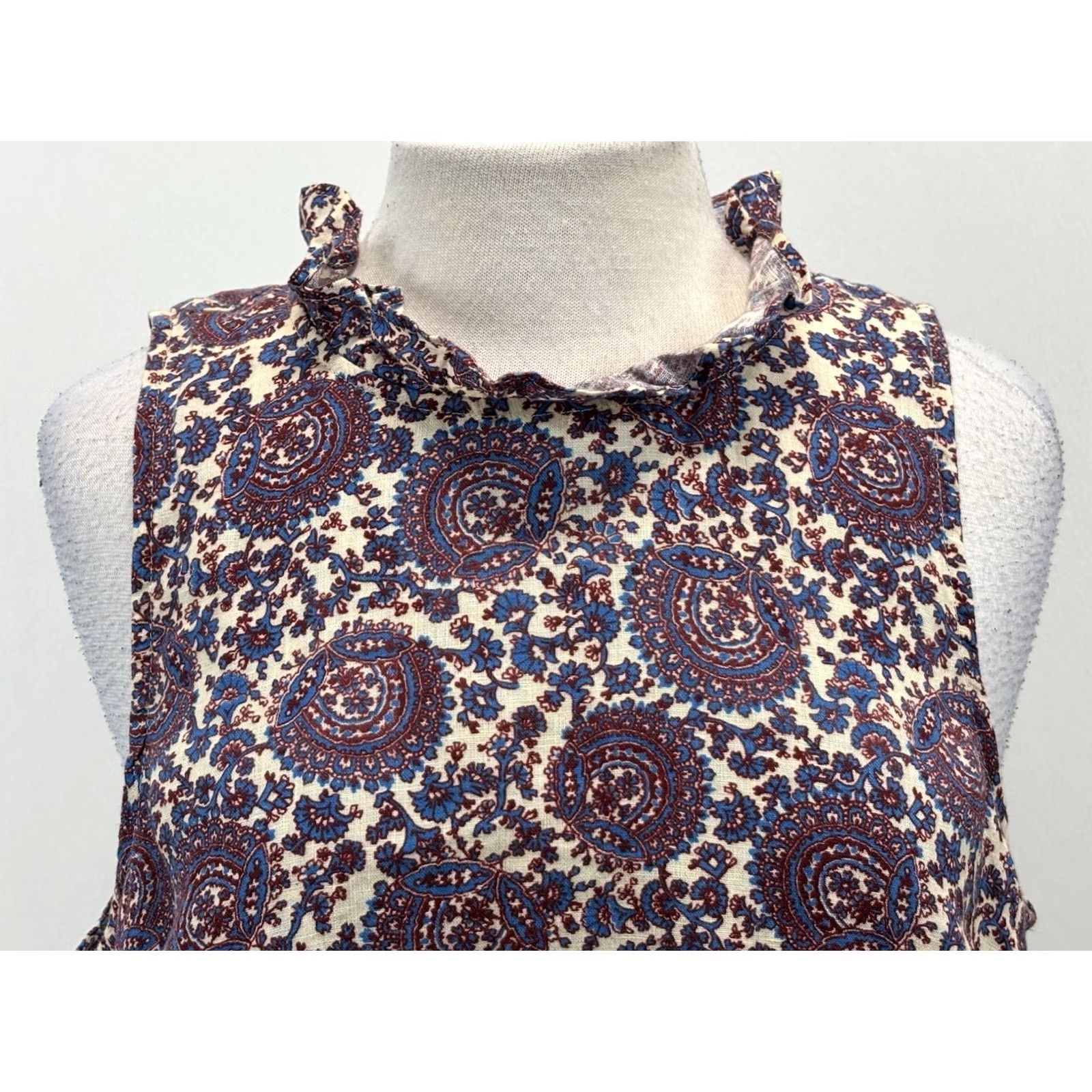 J.Crew J.CREW Top Women’s L Fleur Sleeveless Paisley Floral Ruffle Neck Blouse Linen Shirt Blouse Linen Multicolor Women Regular L Size L / US 10 / IT 46 - 5 Thumbnail