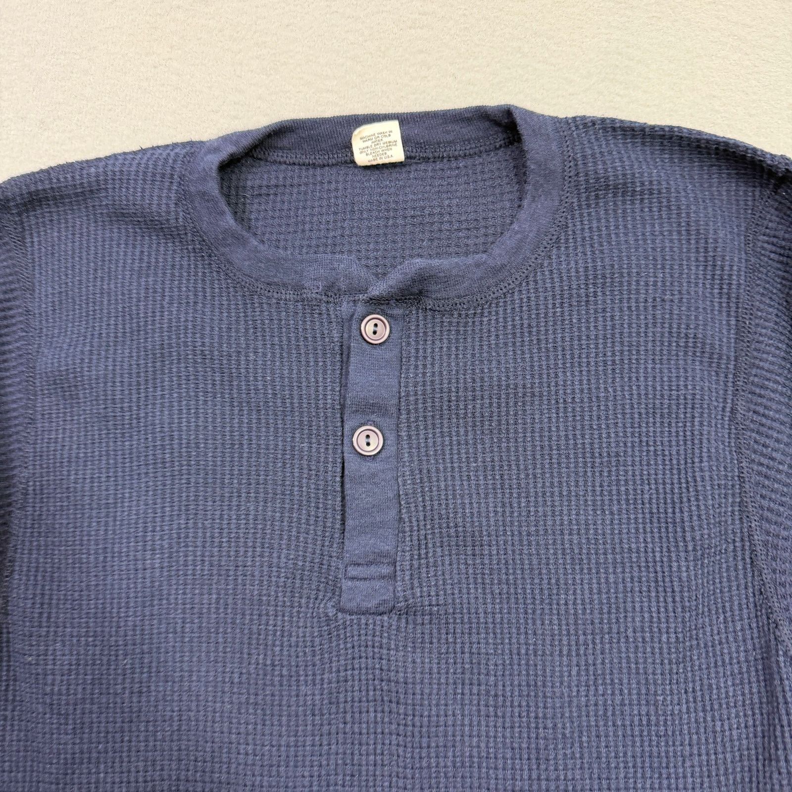 Vintage Vintage 70s Hanes Henley Thermal Shirt XL Blue 70s Waffle Size US XL / EU 56 / 4 - 3 Thumbnail