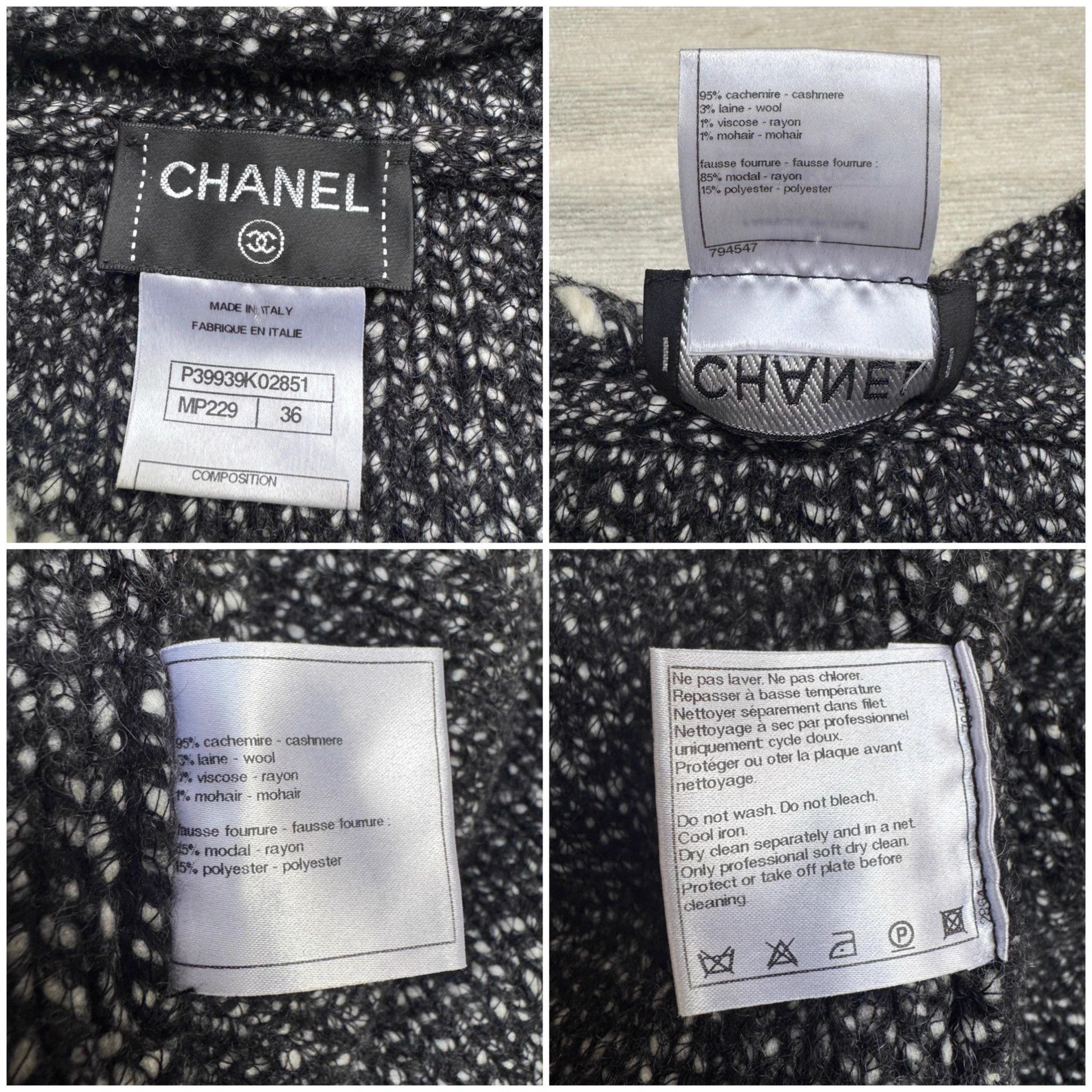 Chanel Chanel 2010AW Black White Cashmere Dress 36 Size XS / US 0-2 / IT 36-38 - 9 Thumbnail
