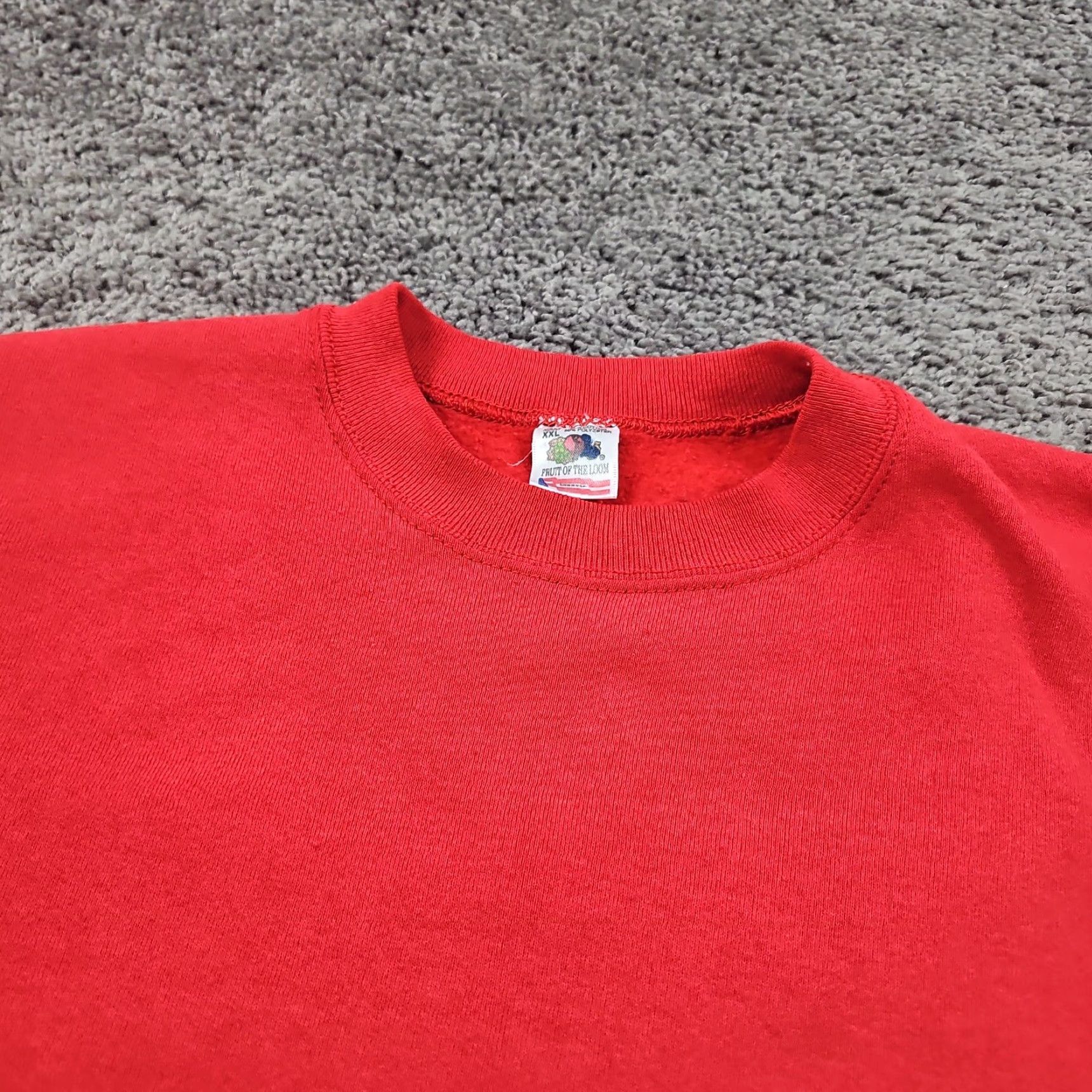 Fruit Of The Loom VINTAGE Fruit of the Loom Sweatshirt Adult XXL Red Crew Neck Pullover Fleece USA Mens 90s Shirt Size US XXL / EU 58 / 5 - 2 Thumbnail