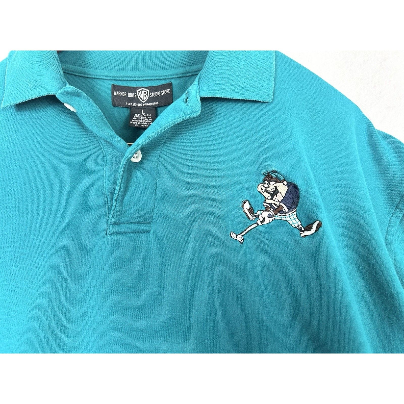 Warner Bros Vintage Looney Toons Taz Golf Polo Shirt Large 1995 Size US L / EU 52-54 / 3 - 2 Thumbnail