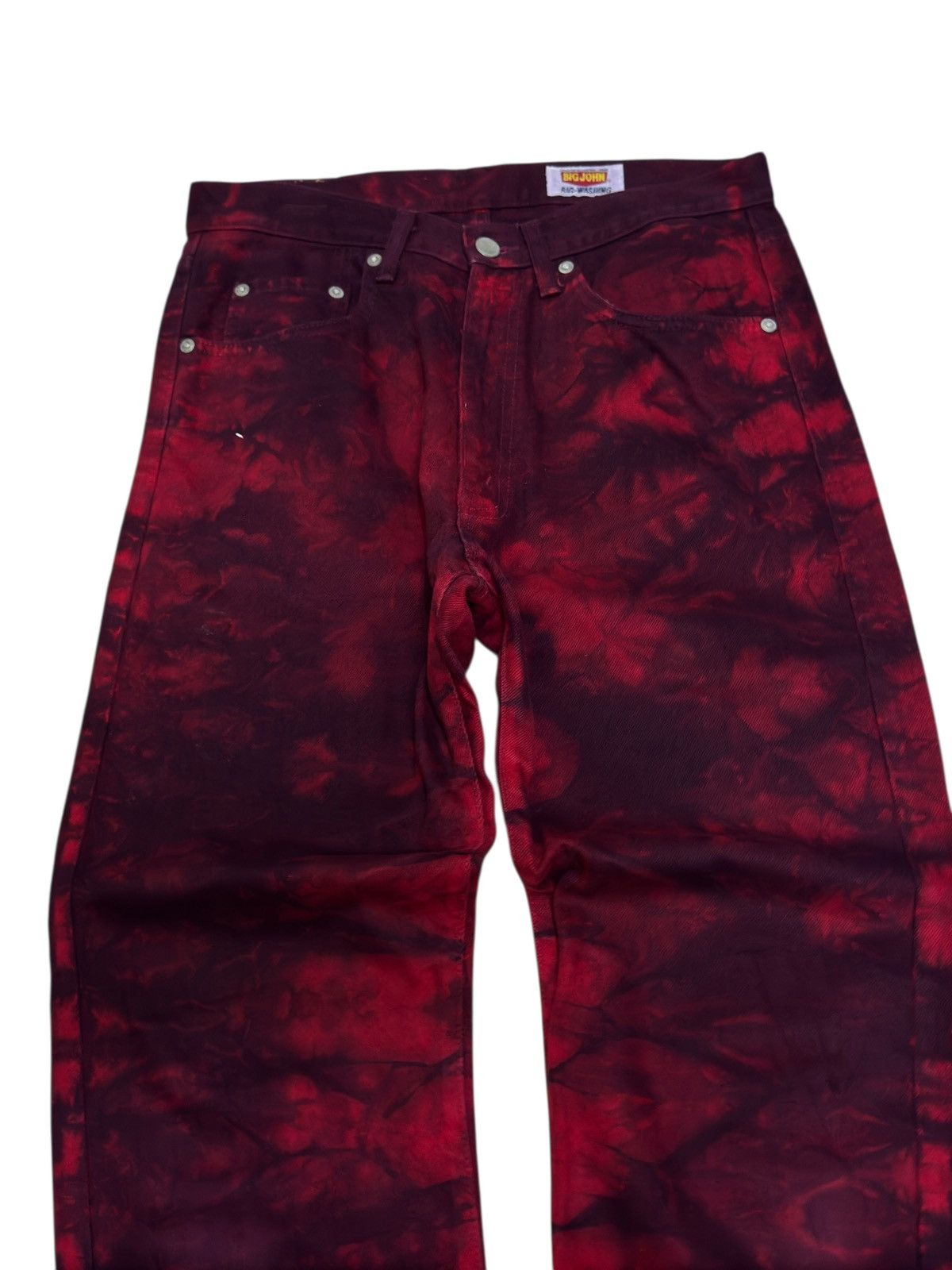 Vintage Big John Red Smoke Wash Tie Dye Jeans Japanese Streetwear Size US 29 - 3 Thumbnail
