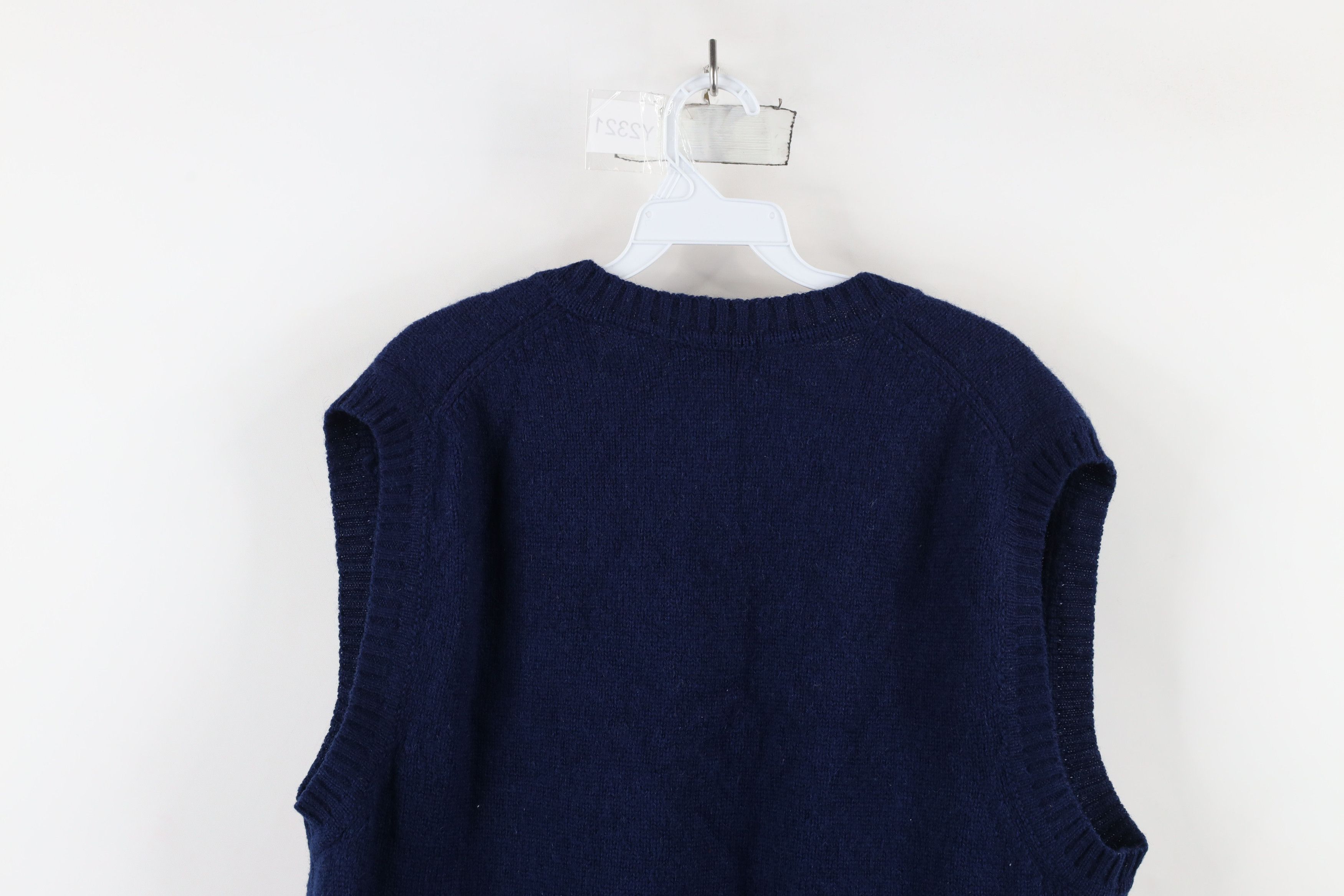Vintage Vintage 90s Streetwear Blank Wool Blend Knit Sweater Vest Size US XL / EU 56 / 4 - 9 Thumbnail