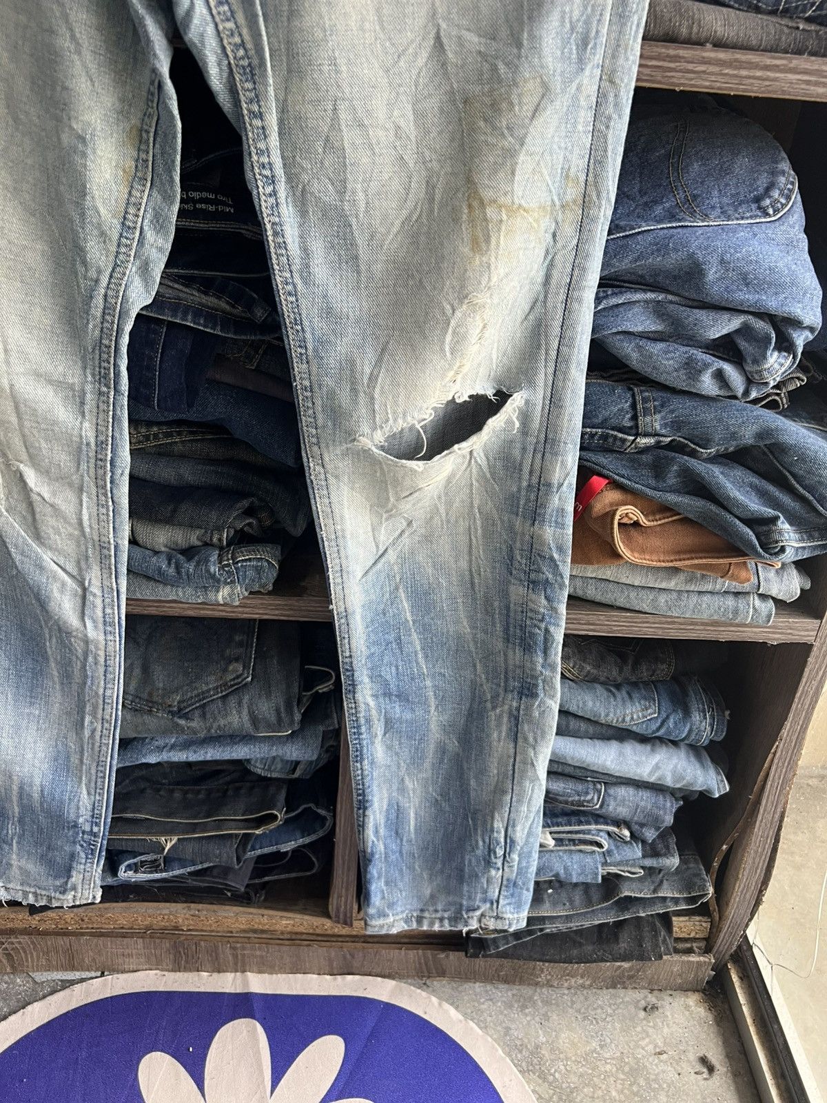 Lee 🔥Rare Vintage Lee 101+ Distressed Denim Size US 31 - 6 Thumbnail