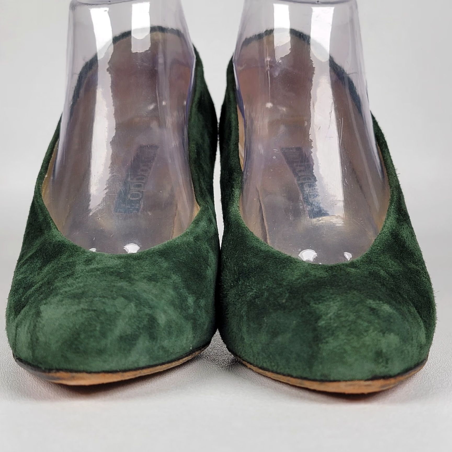 Vintage VINTAGE Alfio Borgato Green Suede High Heel Pumps Cap Toe Women Pump 39 Brown Cap Toe Almond Slip On High Heel 3-3.9in Size ONE SIZE - 3 Thumbnail