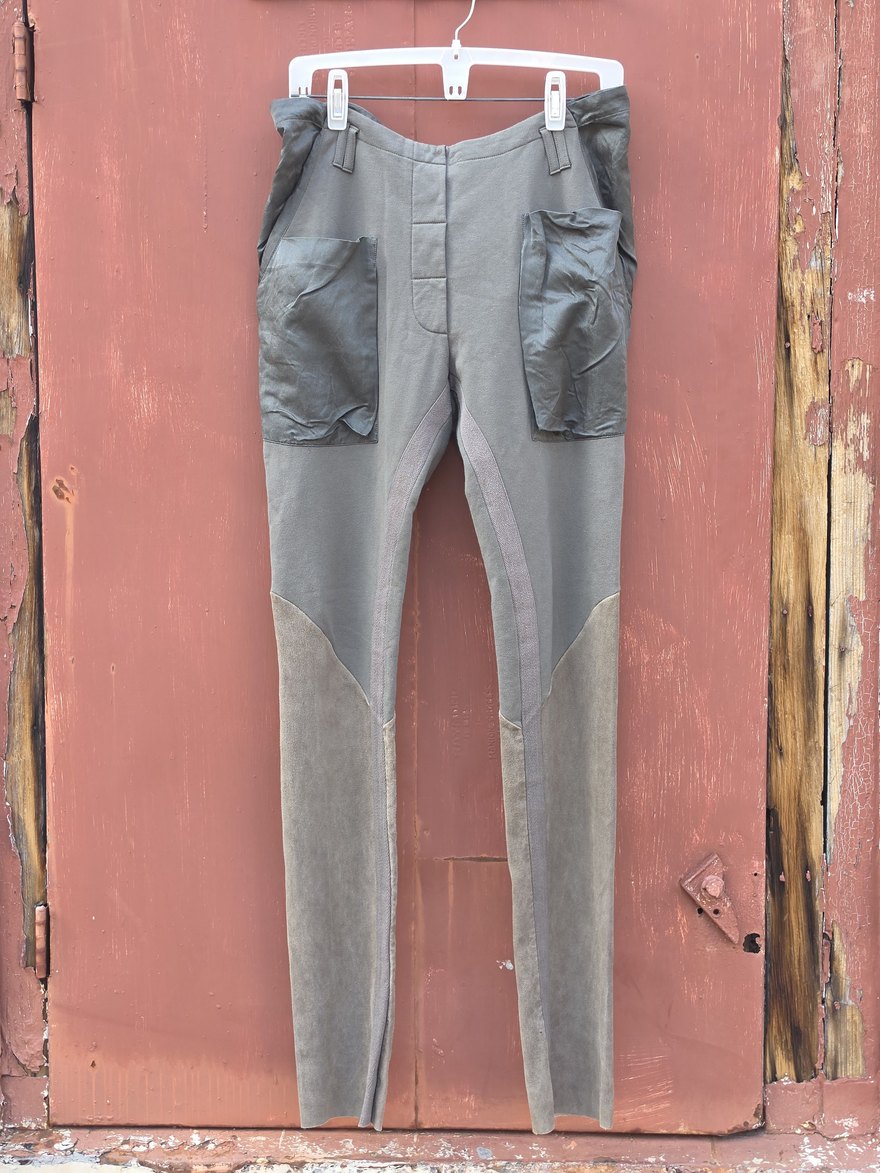 Haider Ackermann Leather Panel Cotton/Silk Folded Waist Leggings Size 30" / US 8 / IT 44 - 1 Thumbnail