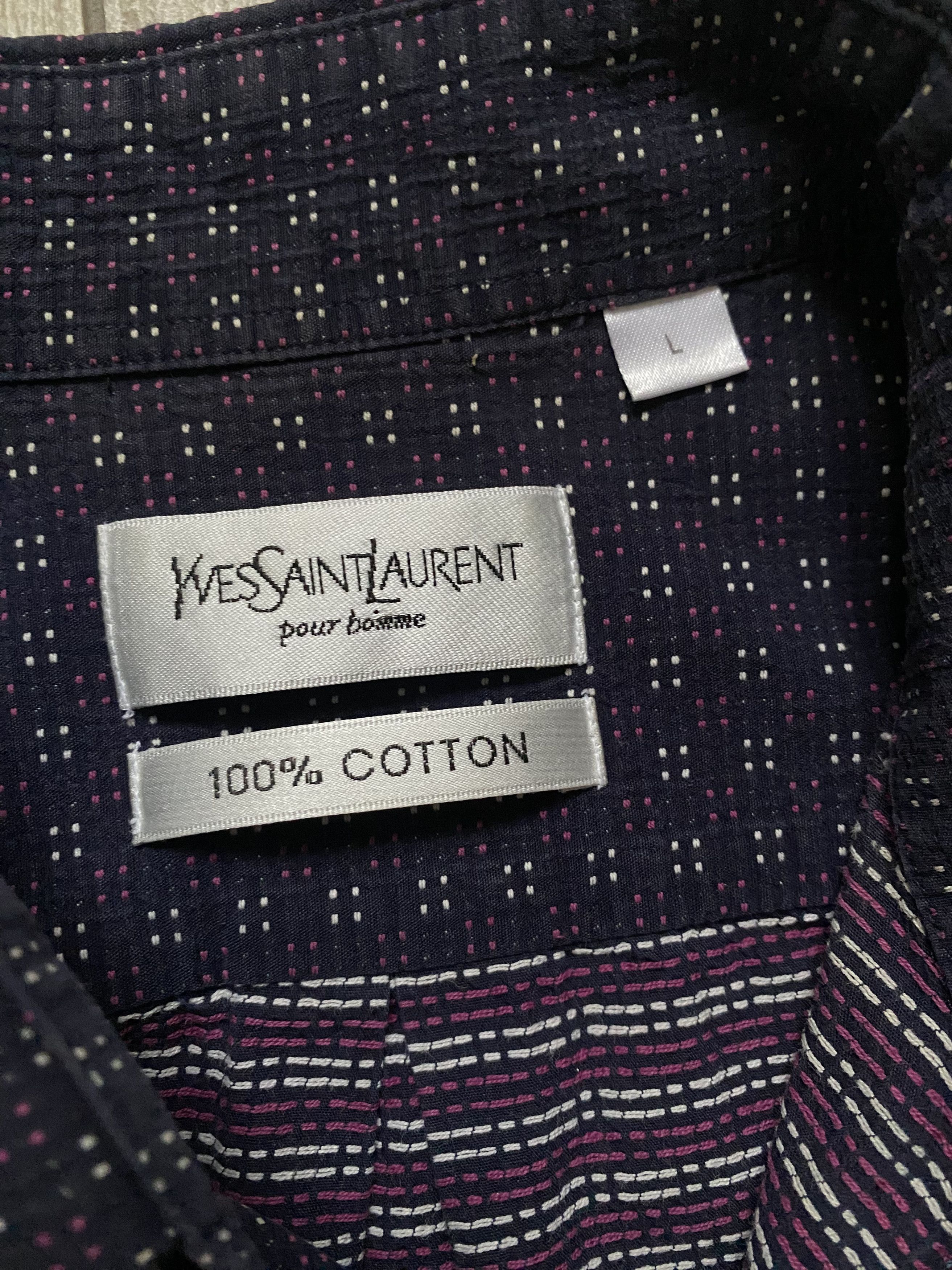 Saint Laurent Paris × Vintage × Yves Saint Laurent Yves Saint Laurent Pour Homme Vintage Shirt – Blue/Purple Size US XL / EU 56 / 4 - 3 Thumbnail