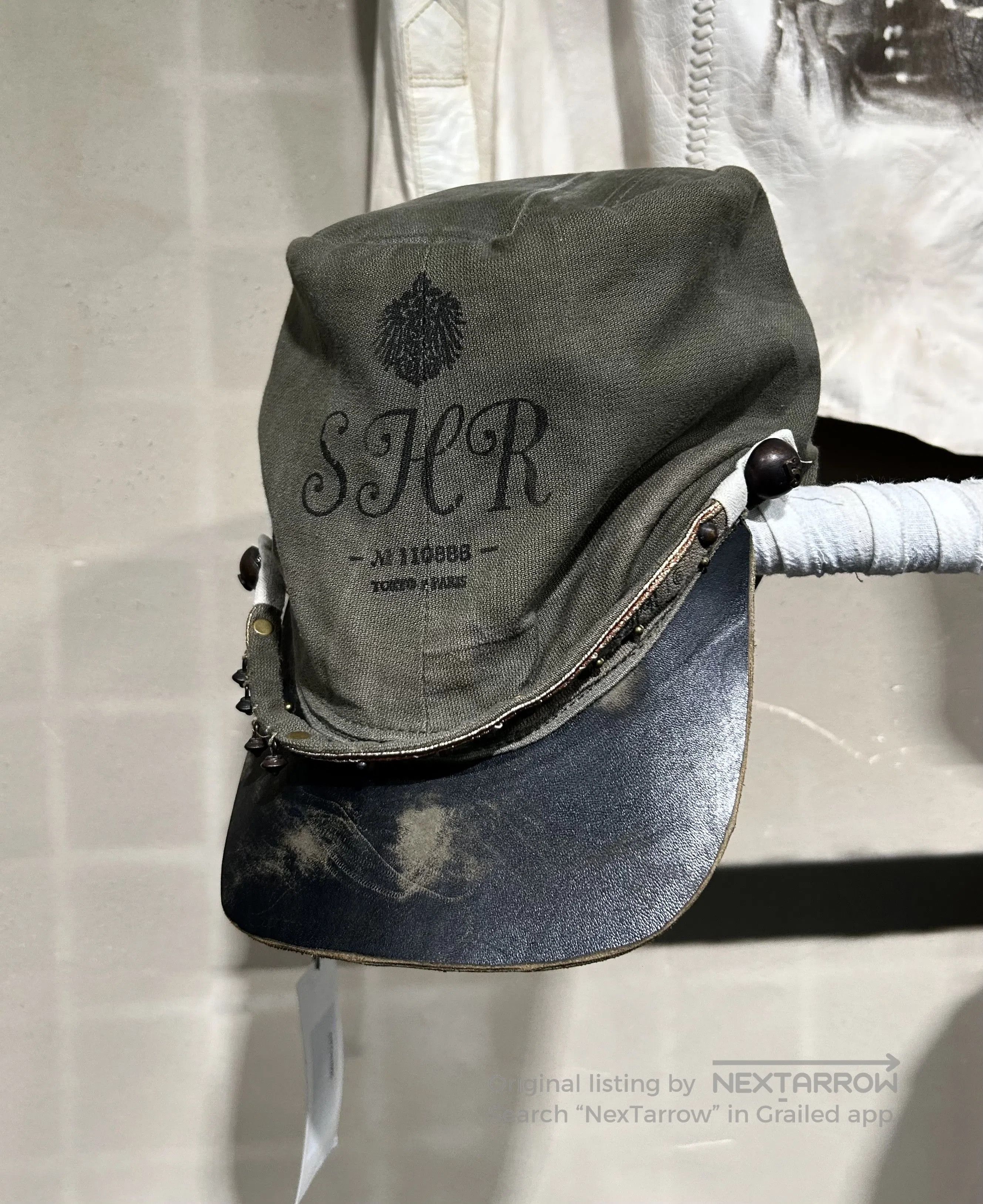Share Spirit Homme SHARE SPIRIT Beaded Leather Military Cap. Size ONE SIZE - 3 Thumbnail