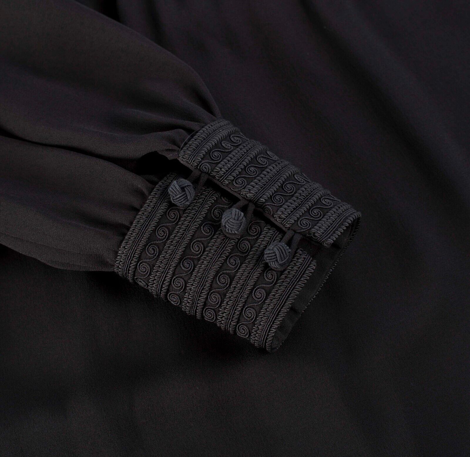 Saint Laurent Paris SAINT LAURENT 3690$ Embroidered Dress In Black Silk Crepe Size S / US 4 / IT 40 - 16 Thumbnail
