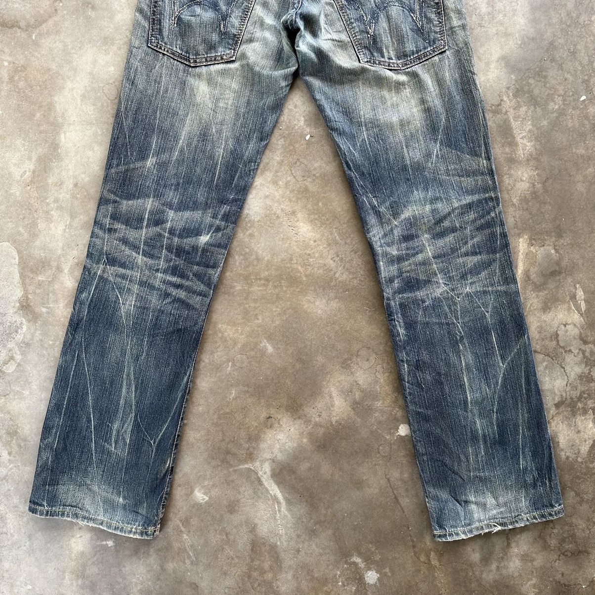 Japanese Brand Vintage Edwin Distressed Faded Rusty Flare Denim Jean Pant Size US 30 / EU 46 - 11 Thumbnail